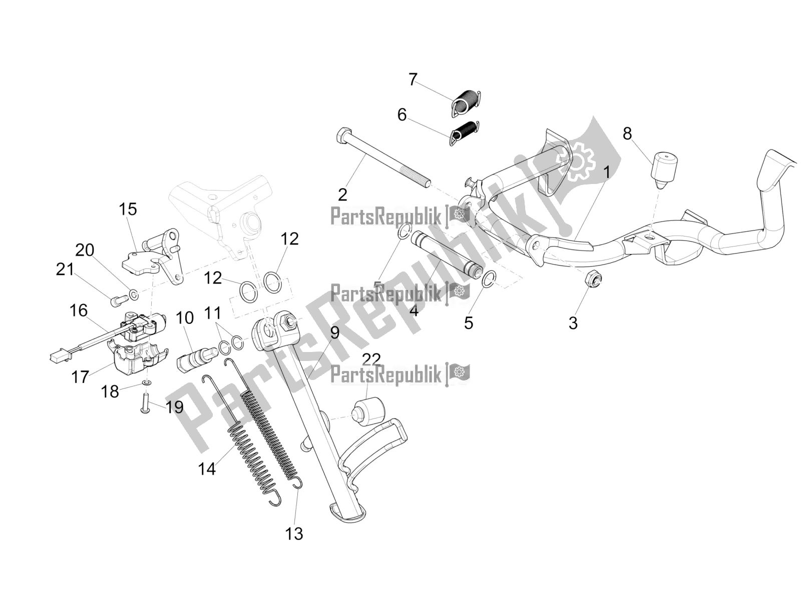 Todas las partes para Soporte / S de Vespa GTS 300 4T 4V IE ABS Apac 2018