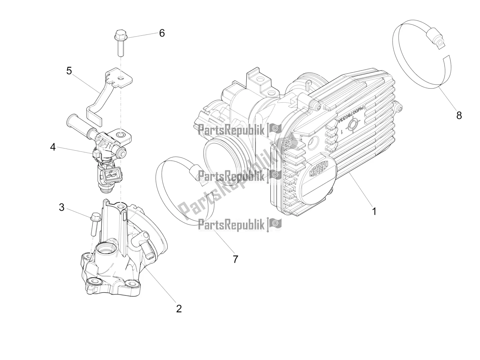 All parts for the Throttle Body - Injector - Induction Joint of the Vespa GTS 300 4T 4V IE ABS Apac 2018