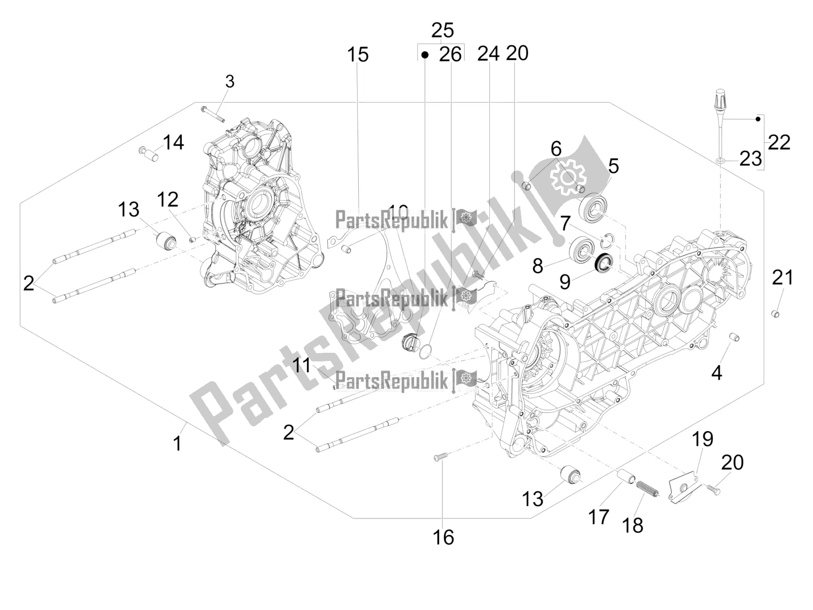 Todas las partes para Caja Del Cigüeñal de Vespa GTS 300 4V IE Abs-noabs 2016