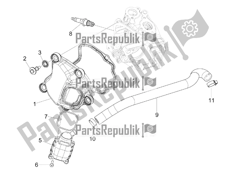 Todas las partes para Cubierta De Tapa De Cilindro de Vespa GTS 300 4V IE Abs-noabs 2016