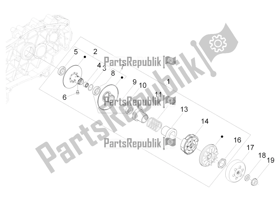 Todas las partes para Polea Conducida de Vespa GTS 300 4V IE Abs-noabs 2016