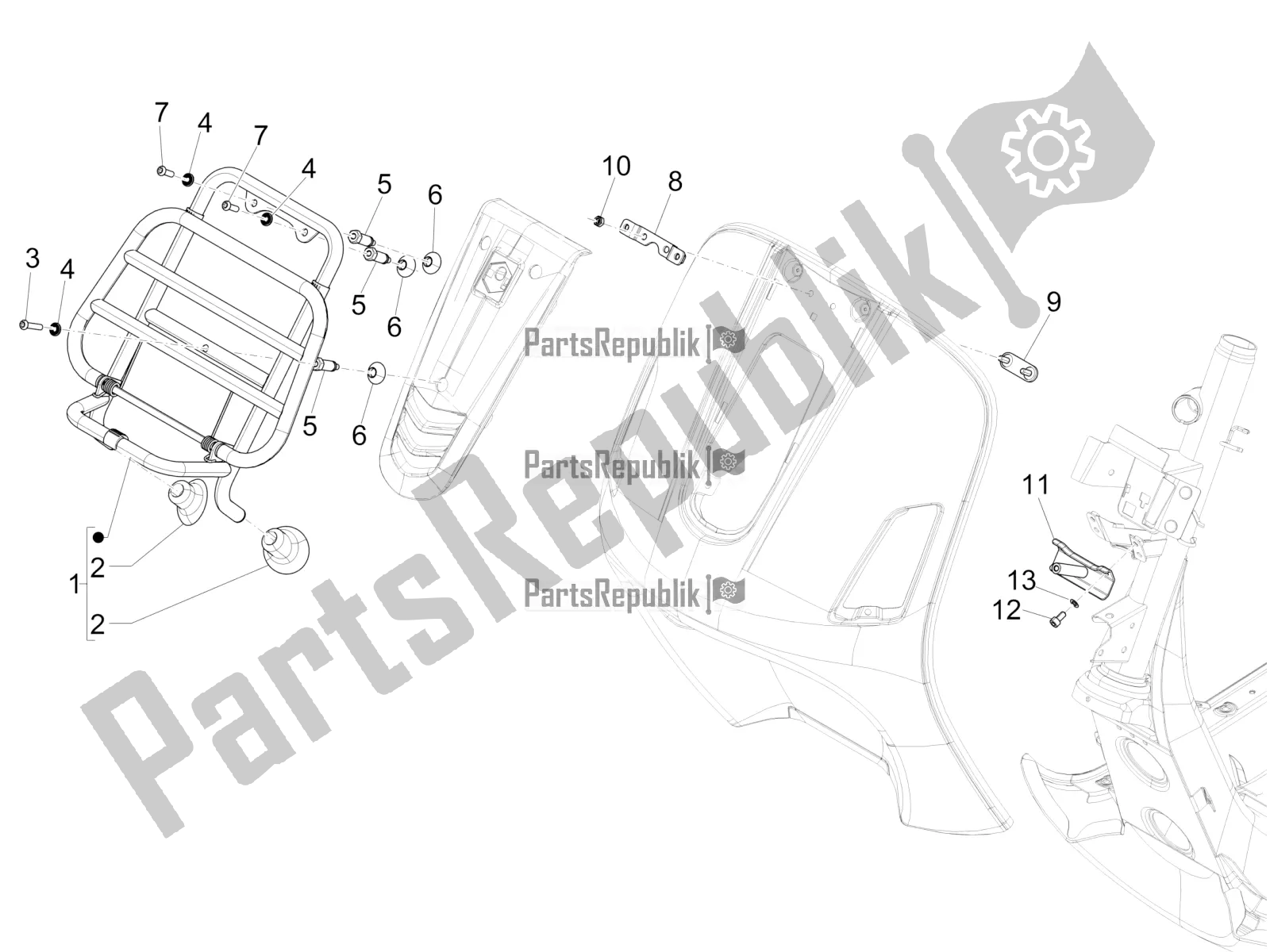 Toutes les pièces pour le Porte-bagages Avant du Vespa GTS 300 4V IE Abs-noabs 2016