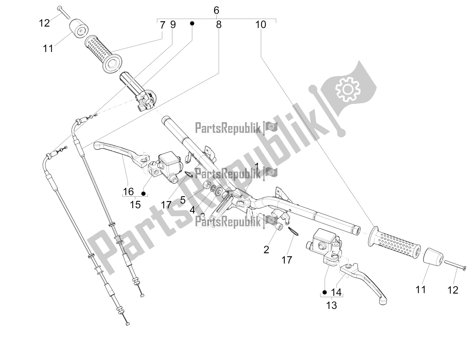 Toutes les pièces pour le Guidon - Master Cil. Du Vespa GTS 300 4V IE Abs-noabs 2016