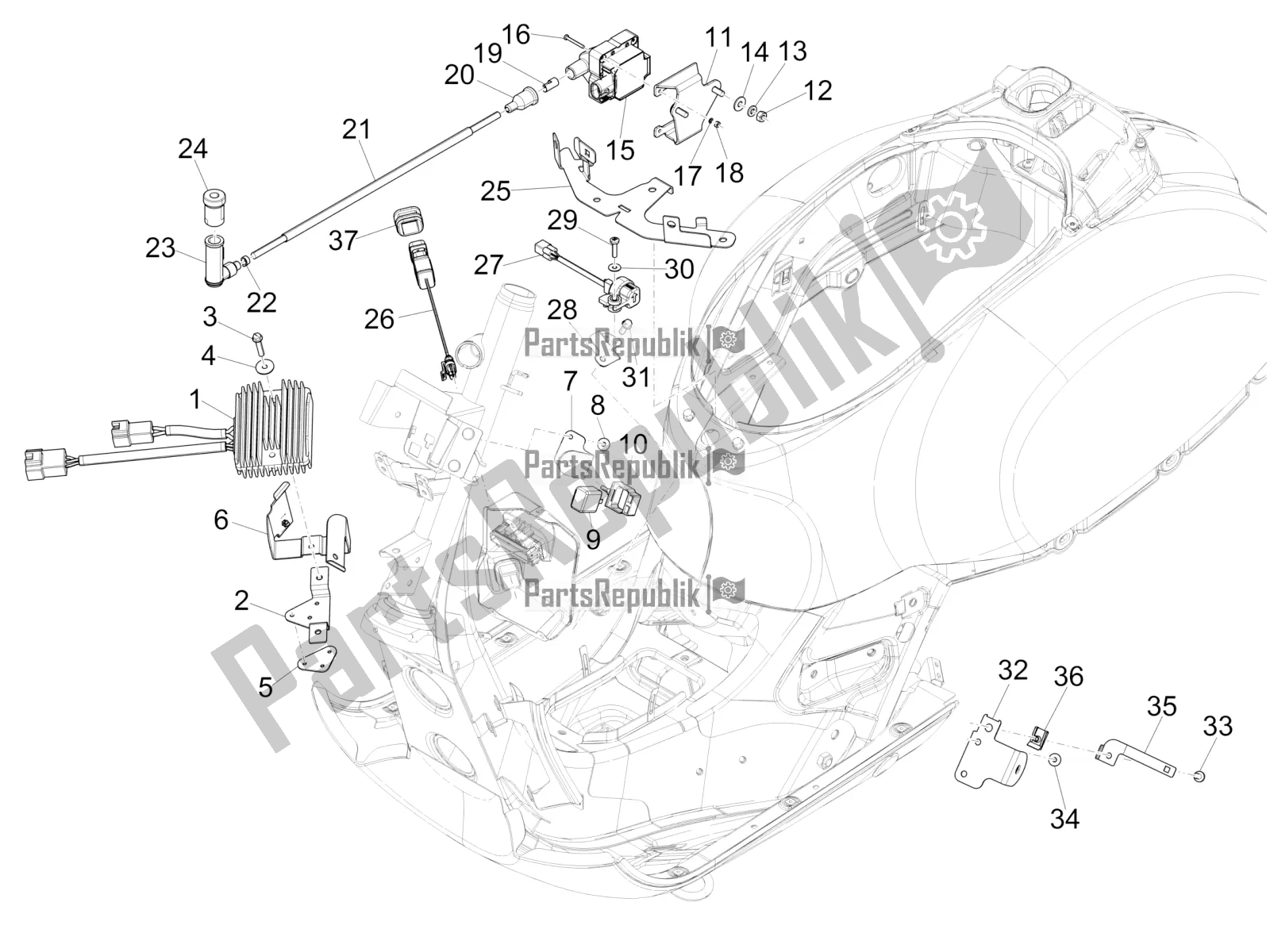 Wszystkie części do Regulatory Napi? Cia - Elektroniczne Jednostki Steruj? Ce (ecu) - H. T. Cewka Vespa GTS 300 4V IE Abs-noabs 2016