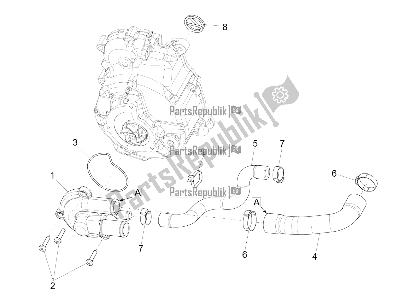 Todas las partes para Bomba De Enfriamiento de Vespa GTS 300 4V IE ABS USA 2016