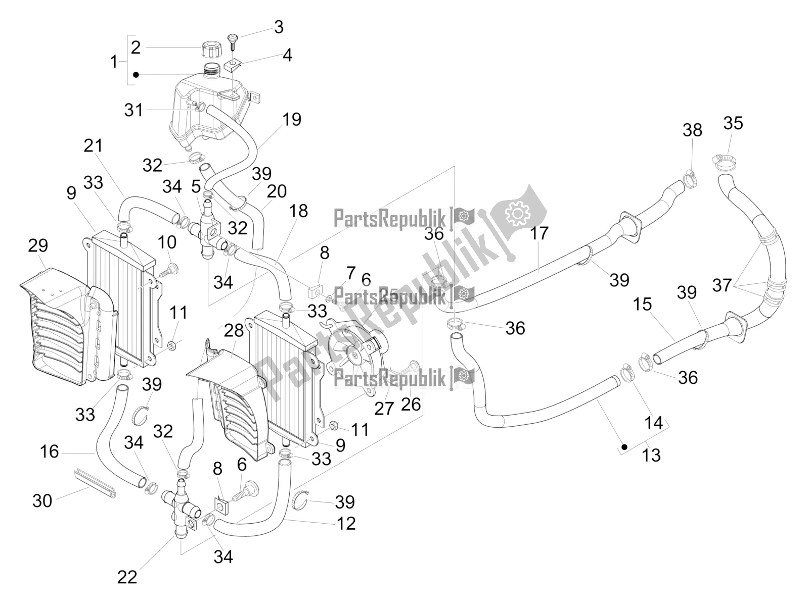 Todas las partes para Sistema De Refrigeración de Vespa GTS 300 4V IE ABS USA 2016