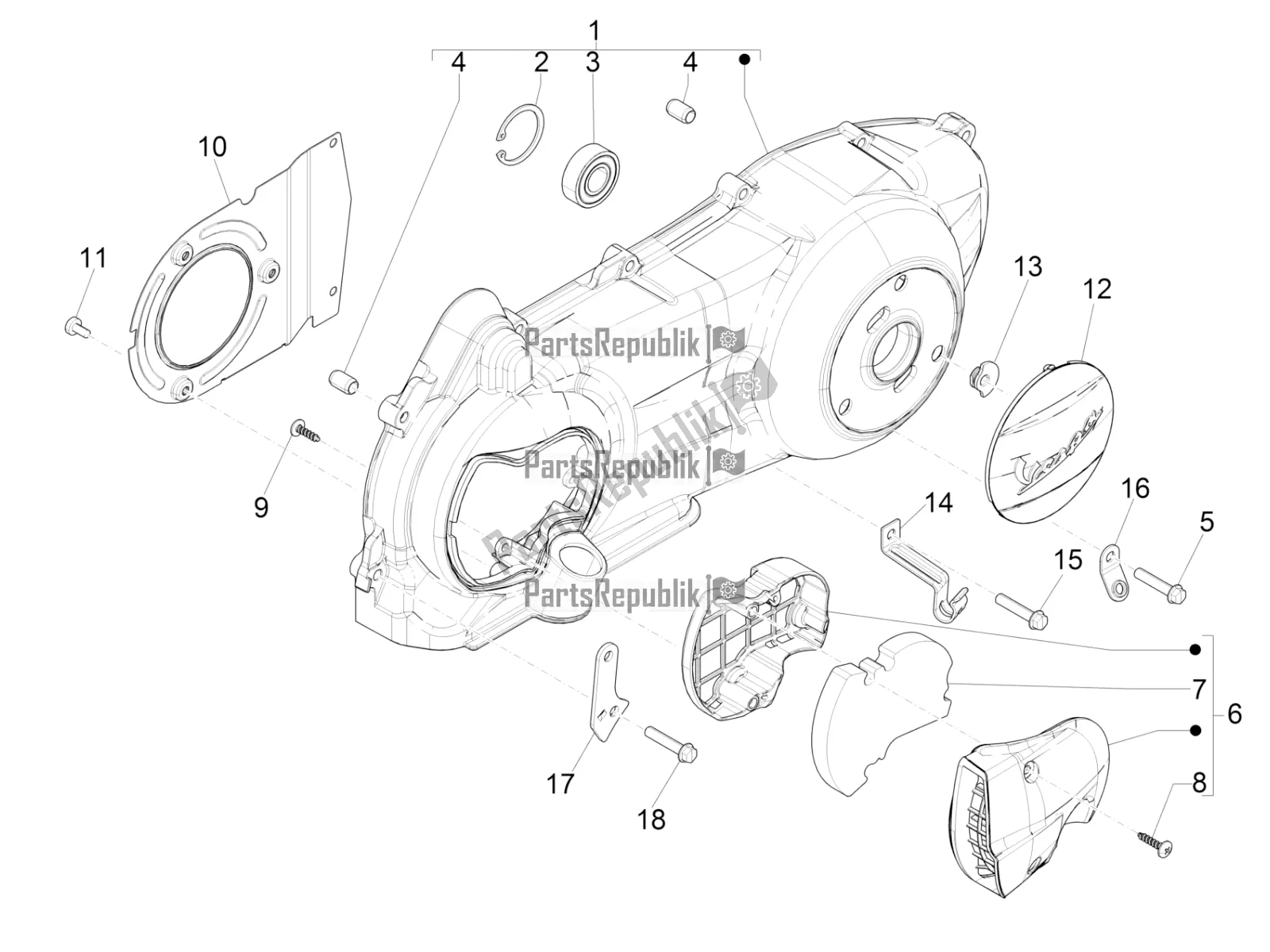 Toutes les pièces pour le Couvercle De Carter - Refroidissement Du Carter du Vespa GTS 300 4V IE ABS USA 2016