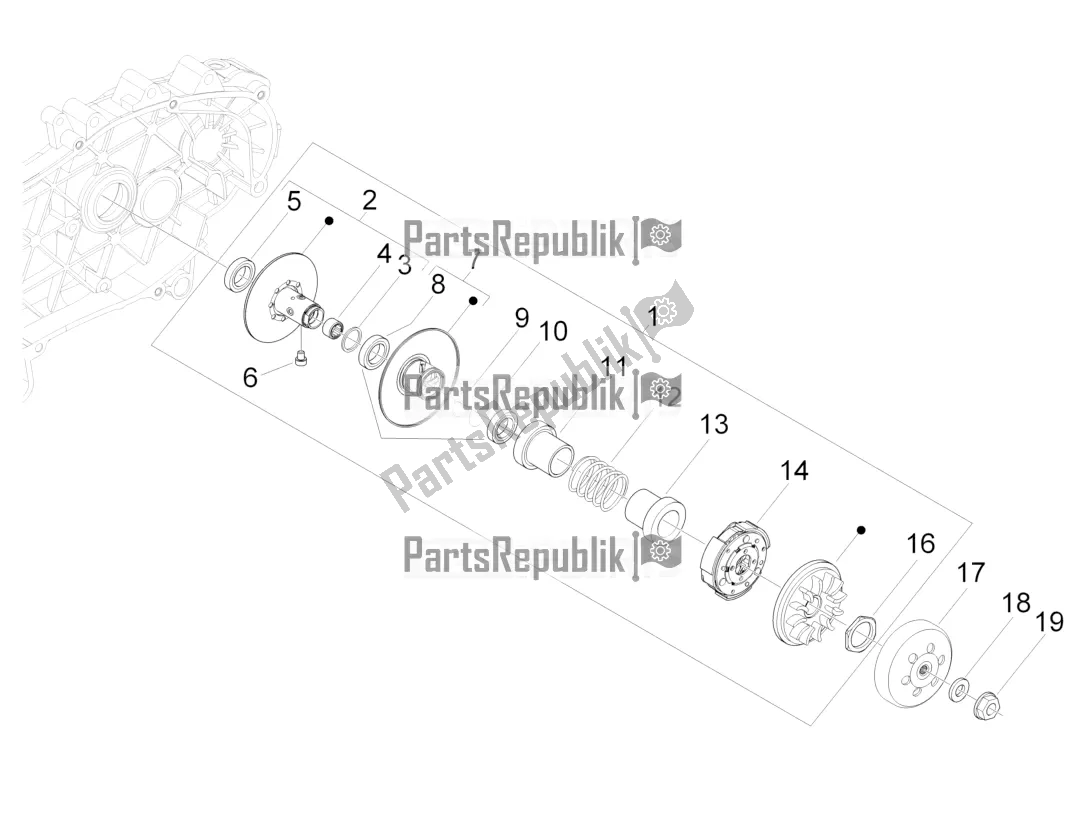 Todas las partes para Polea Conducida de Vespa GTS 300 4V IE ABS USA 2016