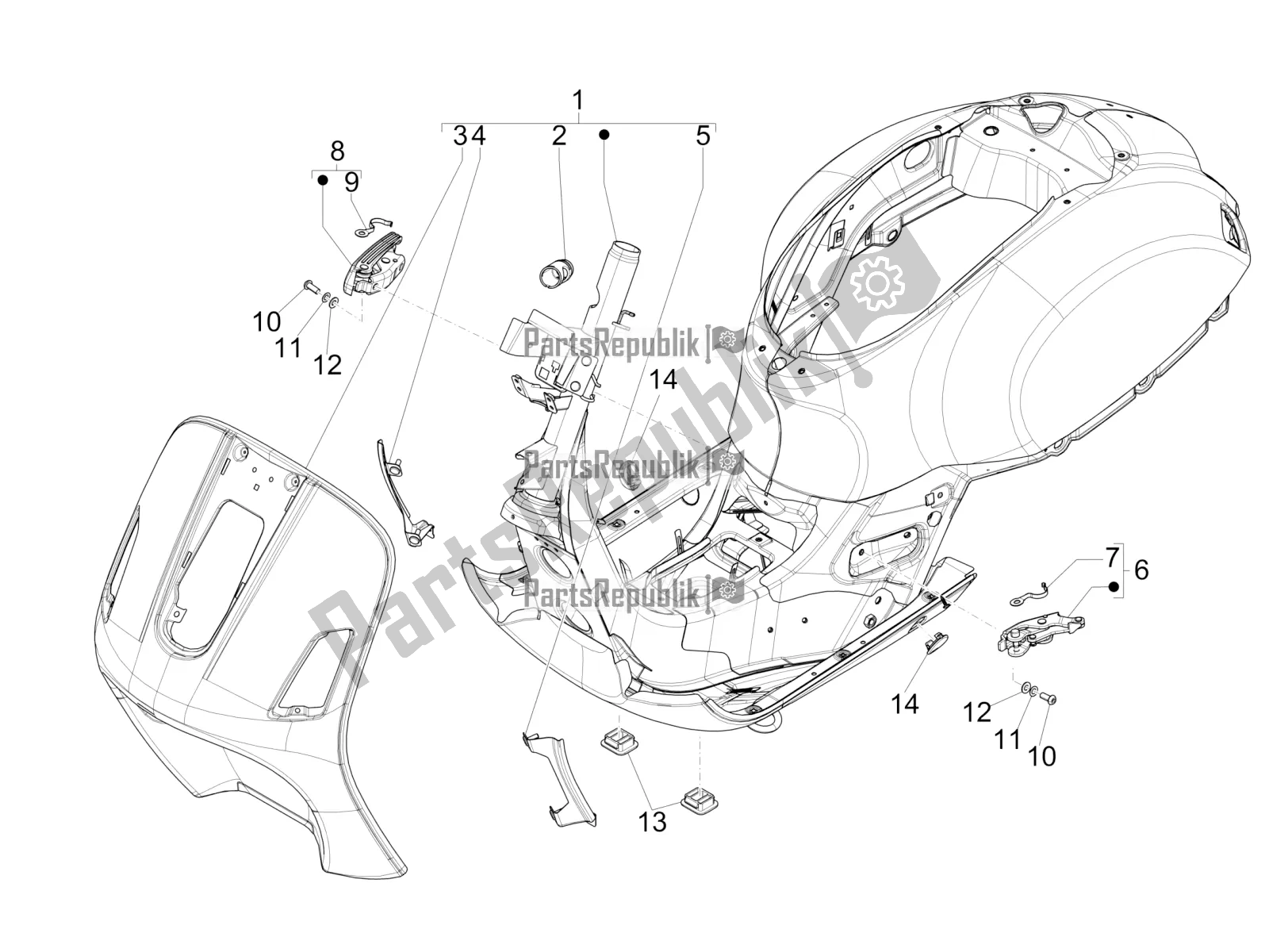 Toutes les pièces pour le Cadre / Carrosserie du Vespa GTS 300 4V IE ABS USA 2016