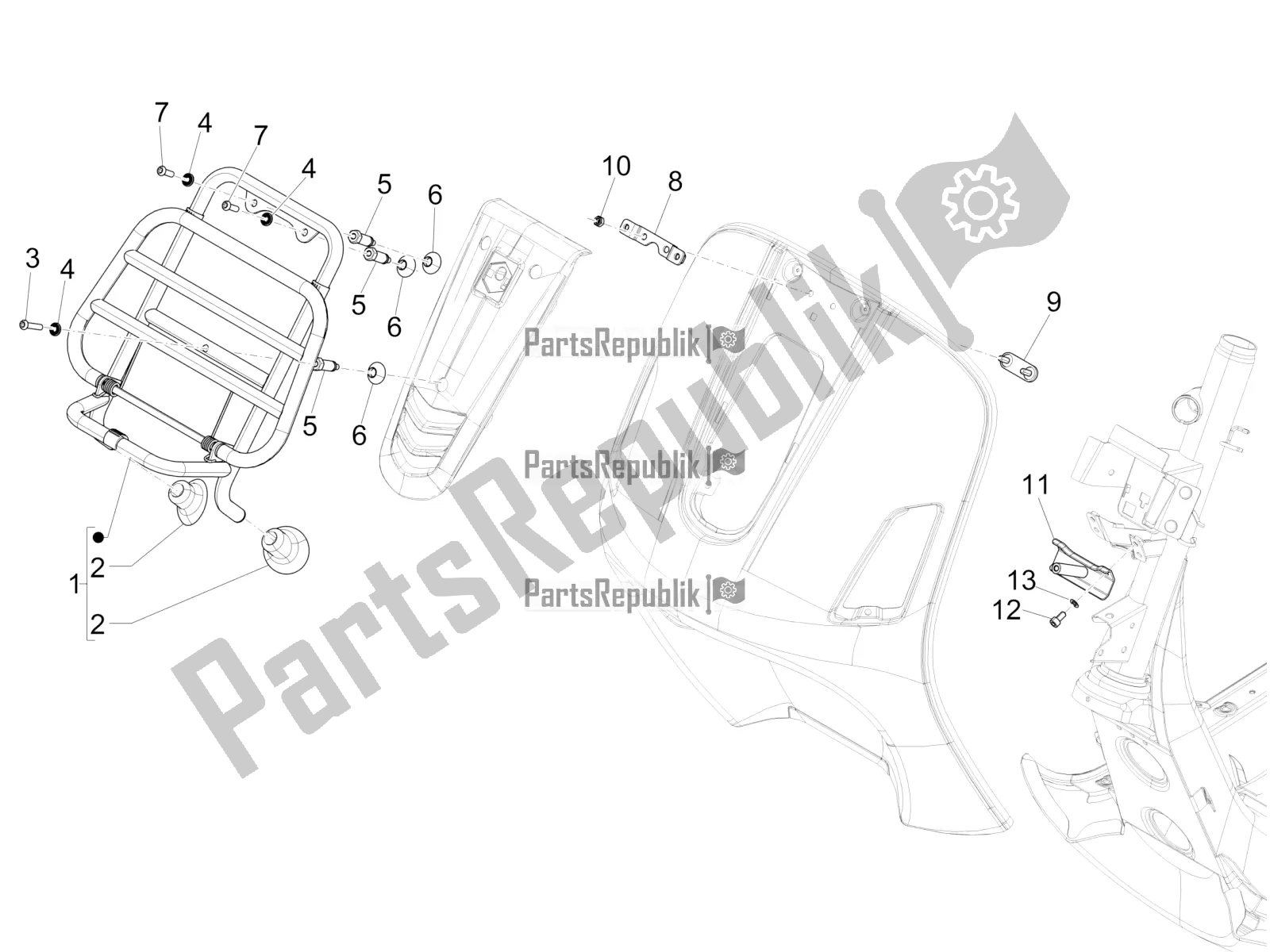 Todas las partes para Portaequipajes Delantero de Vespa GTS 300 4V IE ABS USA 2016