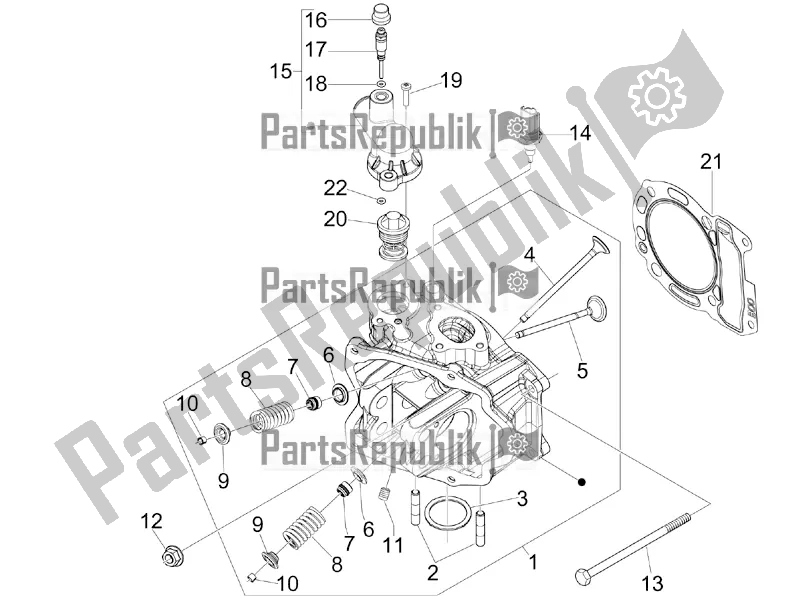 All parts for the Head Unit - Valve of the Vespa GTS 300 4V IE ABS USA 2016