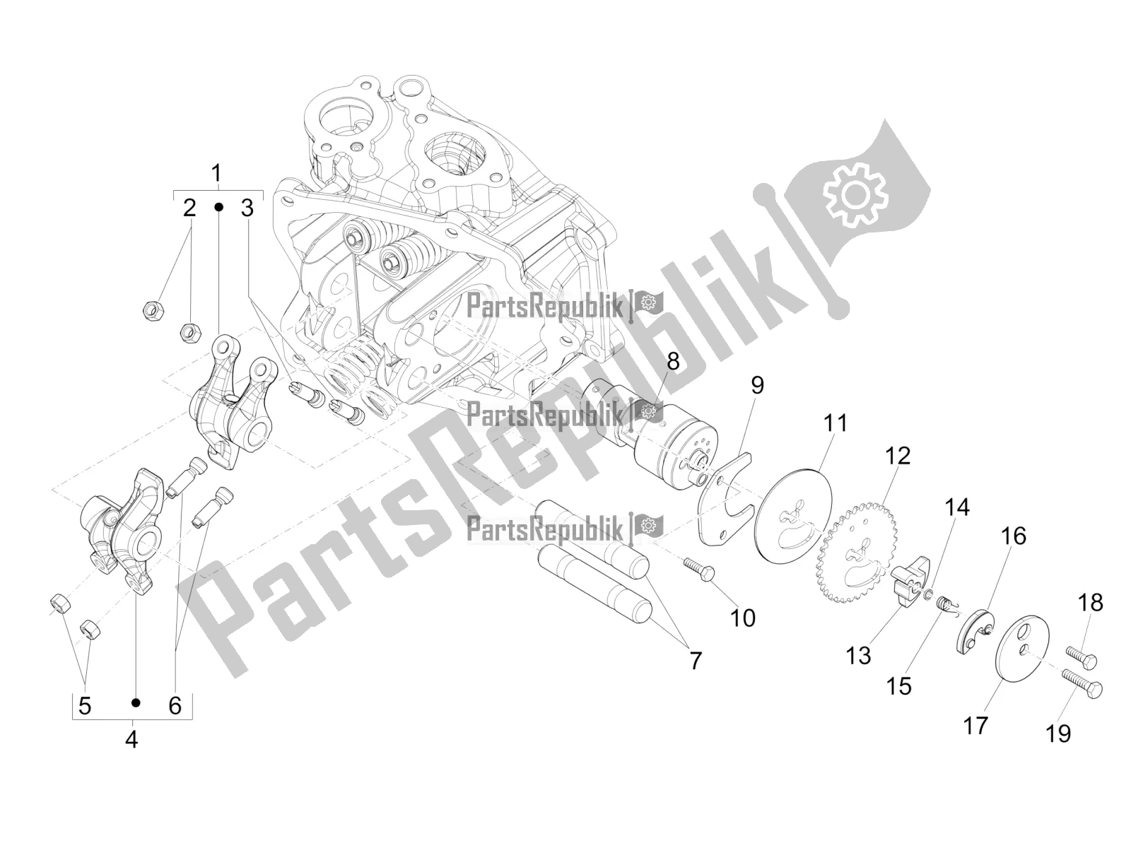 Todas las partes para Unidad De Soporte De Palancas Oscilantes de Vespa GTS 300 4V IE ABS USA 2016