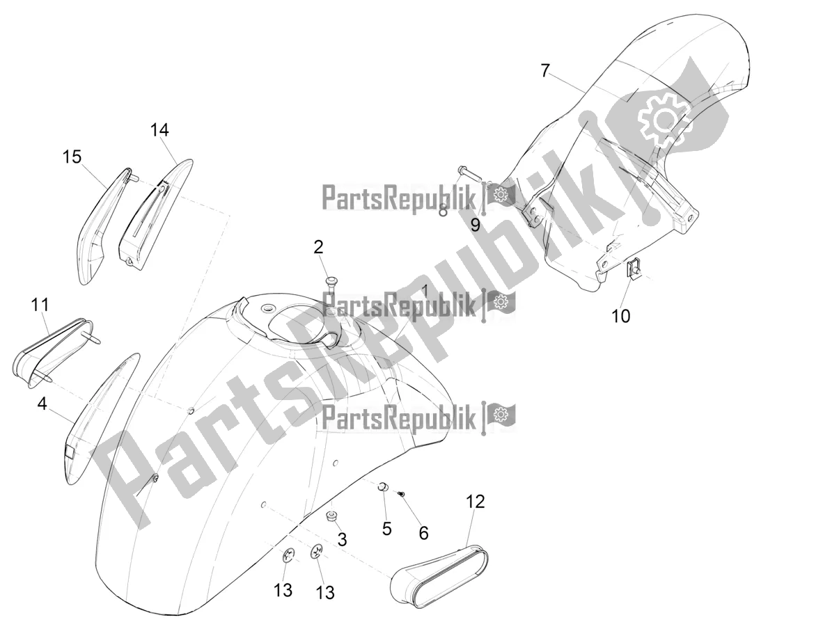 Todas las partes para Carcasa De La Rueda - Guardabarros de Vespa GTS 300 4V IE ABS USA 2016