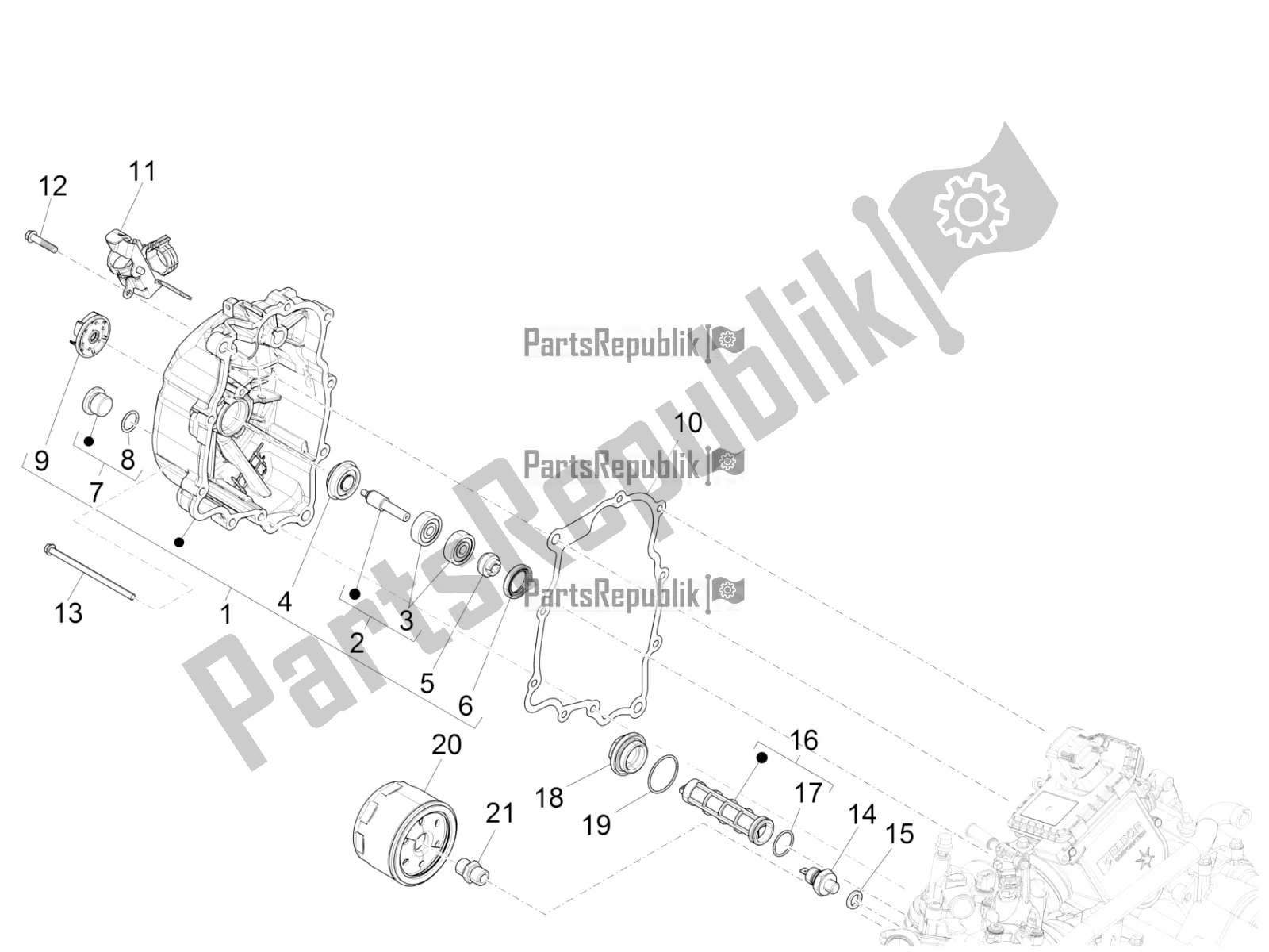 Wszystkie części do Os? Ona Iskrownika Ko? A Zamachowego - Filtr Oleju Vespa GTS 300 4V IE ABS USA 2017