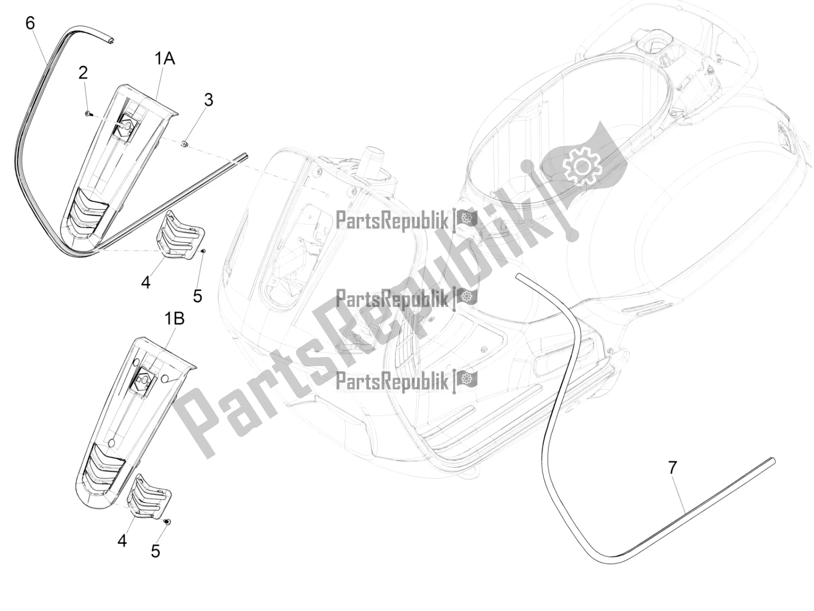 Toutes les pièces pour le Bouclier Avant du Vespa GTS 300 4V IE ABS USA 2017