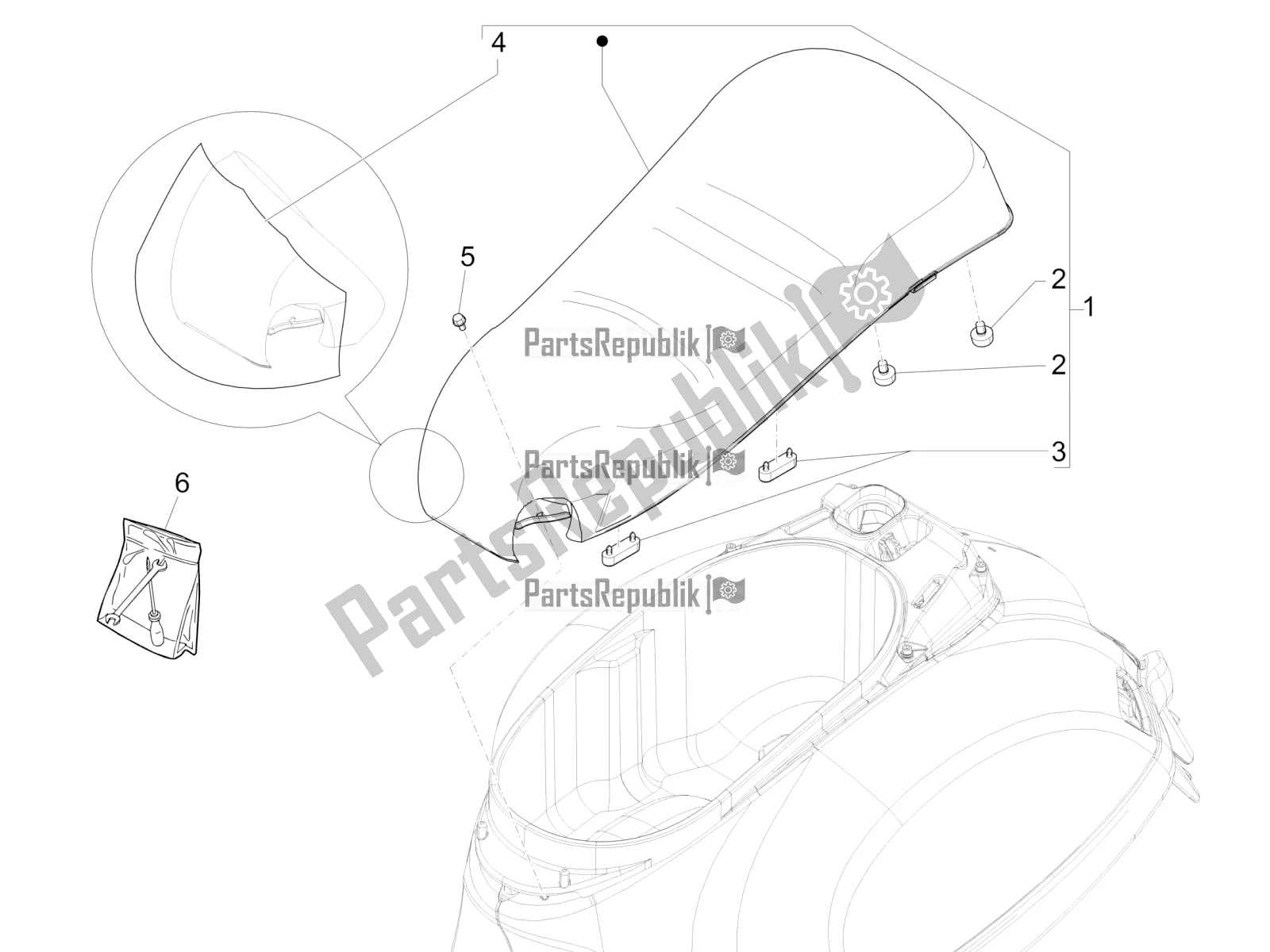 Tutte le parti per il Sella / Sedili del Vespa GTS 300 4V IE ABS USA 2017