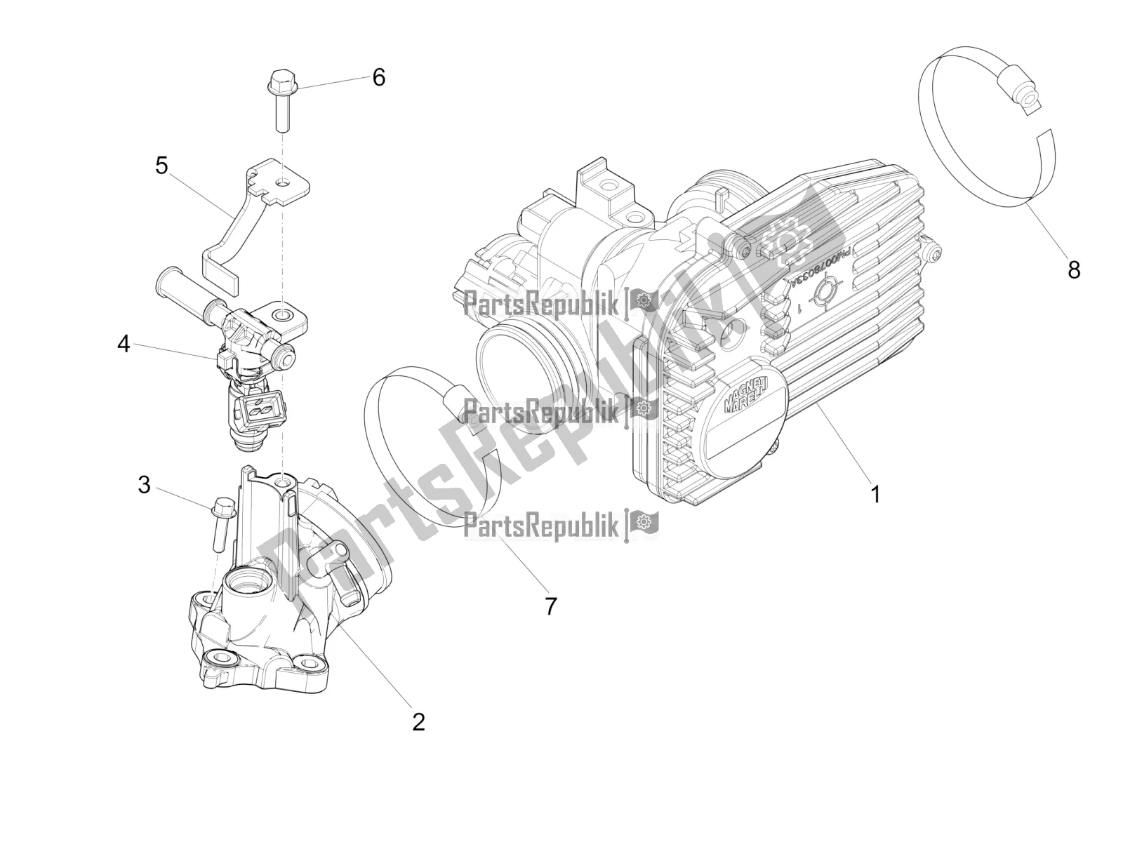 All parts for the Throttle Body - Injector - Induction Joint of the Vespa GTS 300 4V IE ABS USA 2017