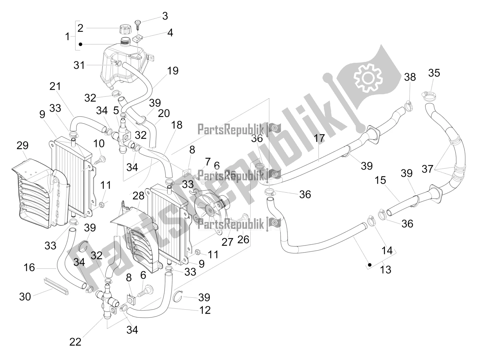 Todas las partes para Sistema De Refrigeración de Vespa GTS 300 4V IE ABS USA 2018