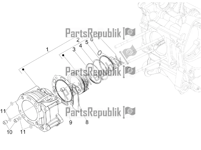 Toutes les pièces pour le Unité Cylindre-piston-axe De Poignet du Vespa GTS 300 4V IE ABS USA 2018