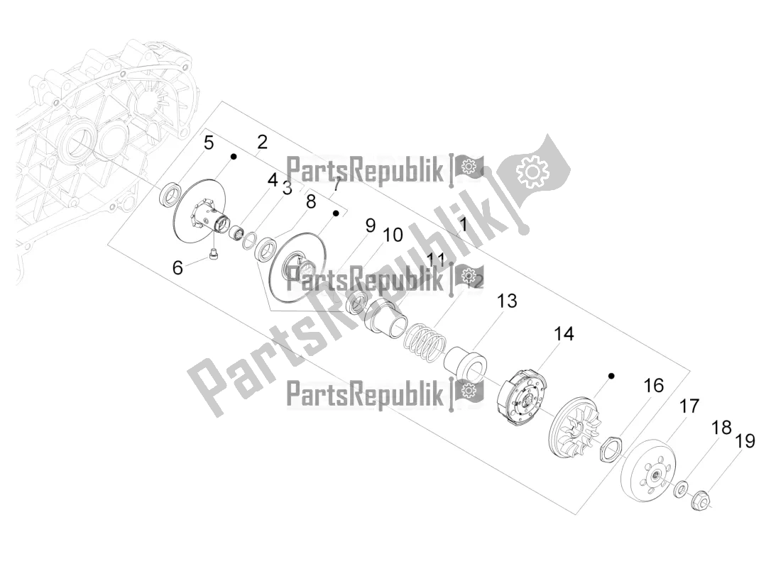 Toutes les pièces pour le Poulie Menée du Vespa GTS 300 4V IE ABS USA 2018