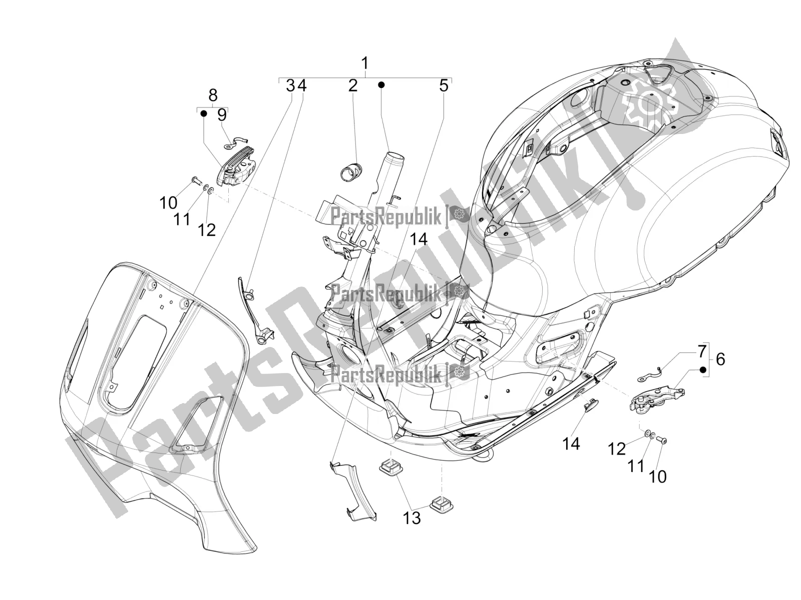 Toutes les pièces pour le Cadre / Carrosserie du Vespa GTS 300 4V IE ABS USA 2018