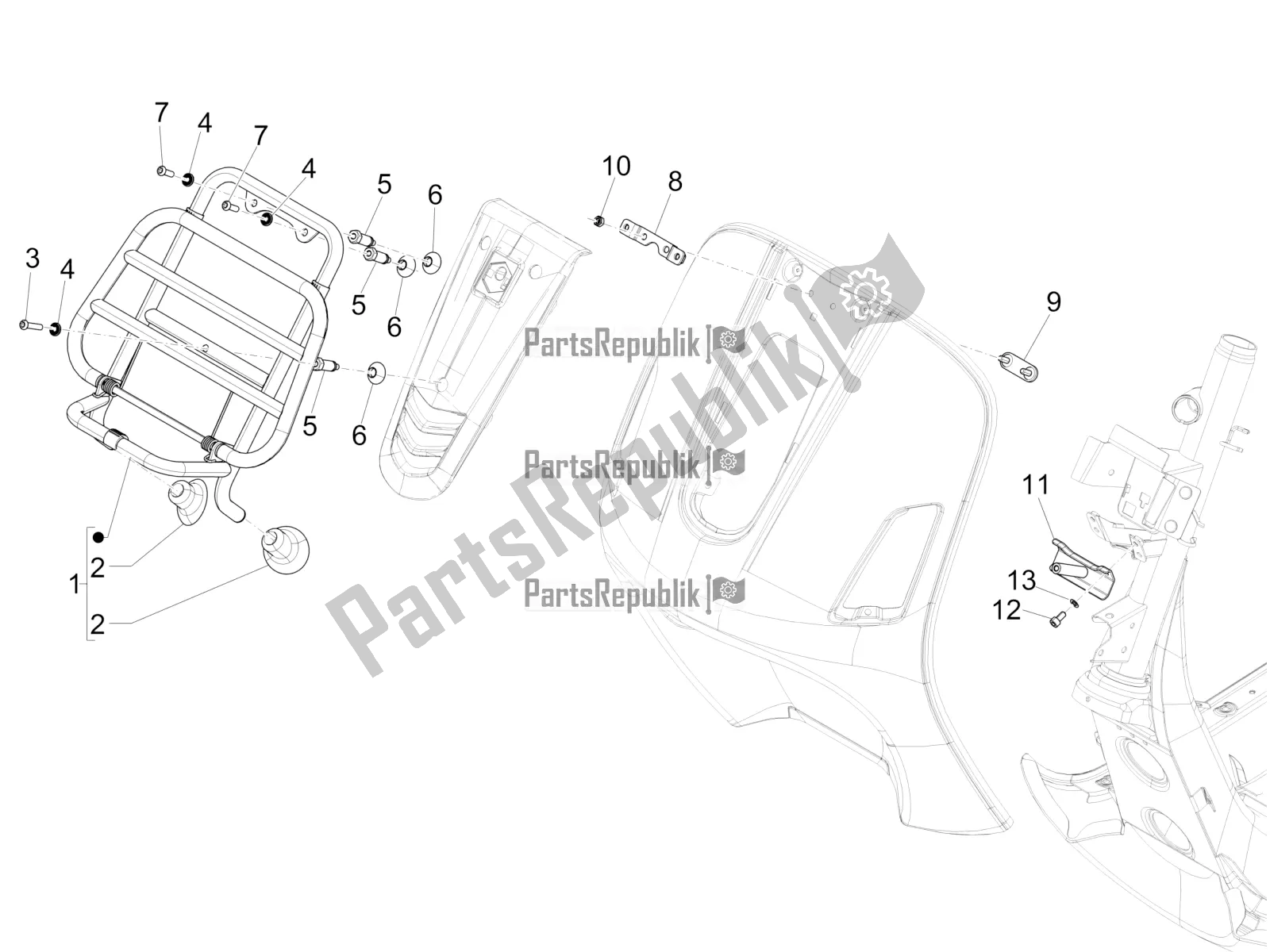 Toutes les pièces pour le Porte-bagages Avant du Vespa GTS 300 4V IE ABS USA 2018