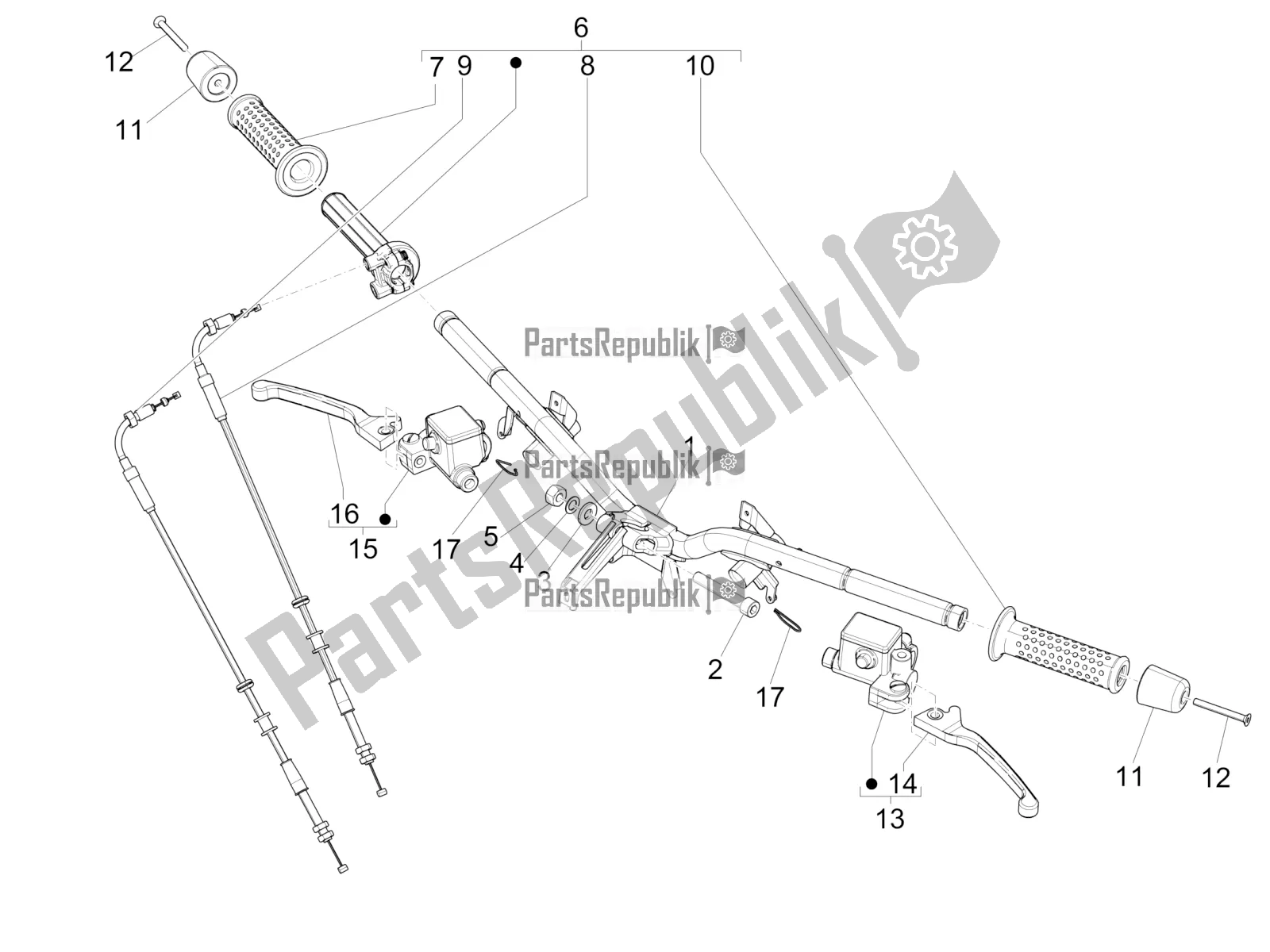 Toutes les pièces pour le Guidon - Master Cil. Du Vespa GTS 300 4V IE ABS USA 2018