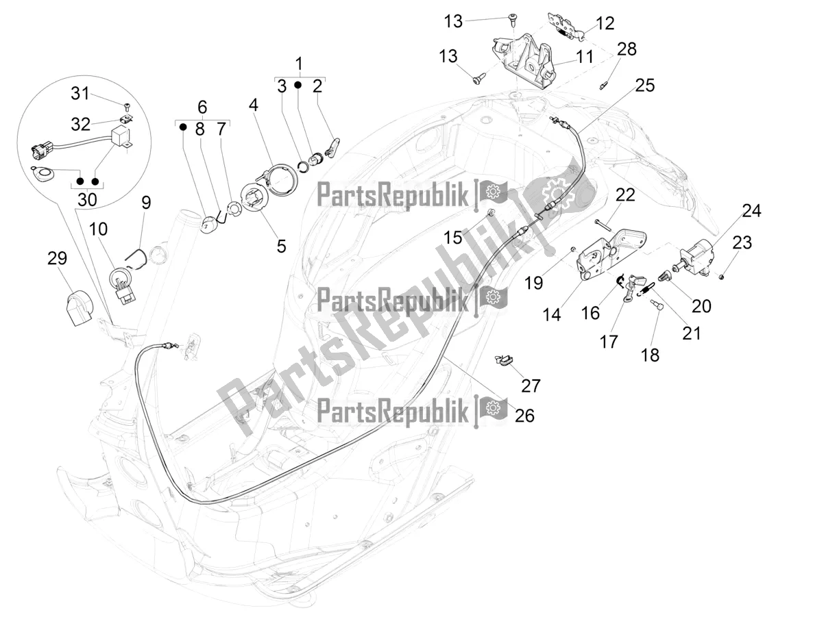 Toutes les pièces pour le Serrures du Vespa GTS 300 4V IE ABS USA 2018