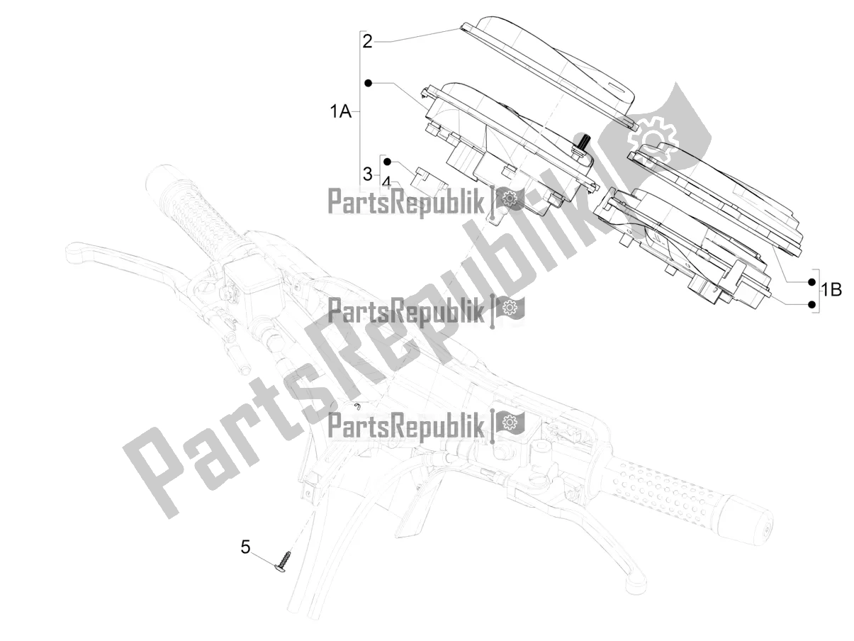 Todas las partes para Combinación De Medidor - Cruscotto de Vespa GTS 300 4V IE ABS USA 2018