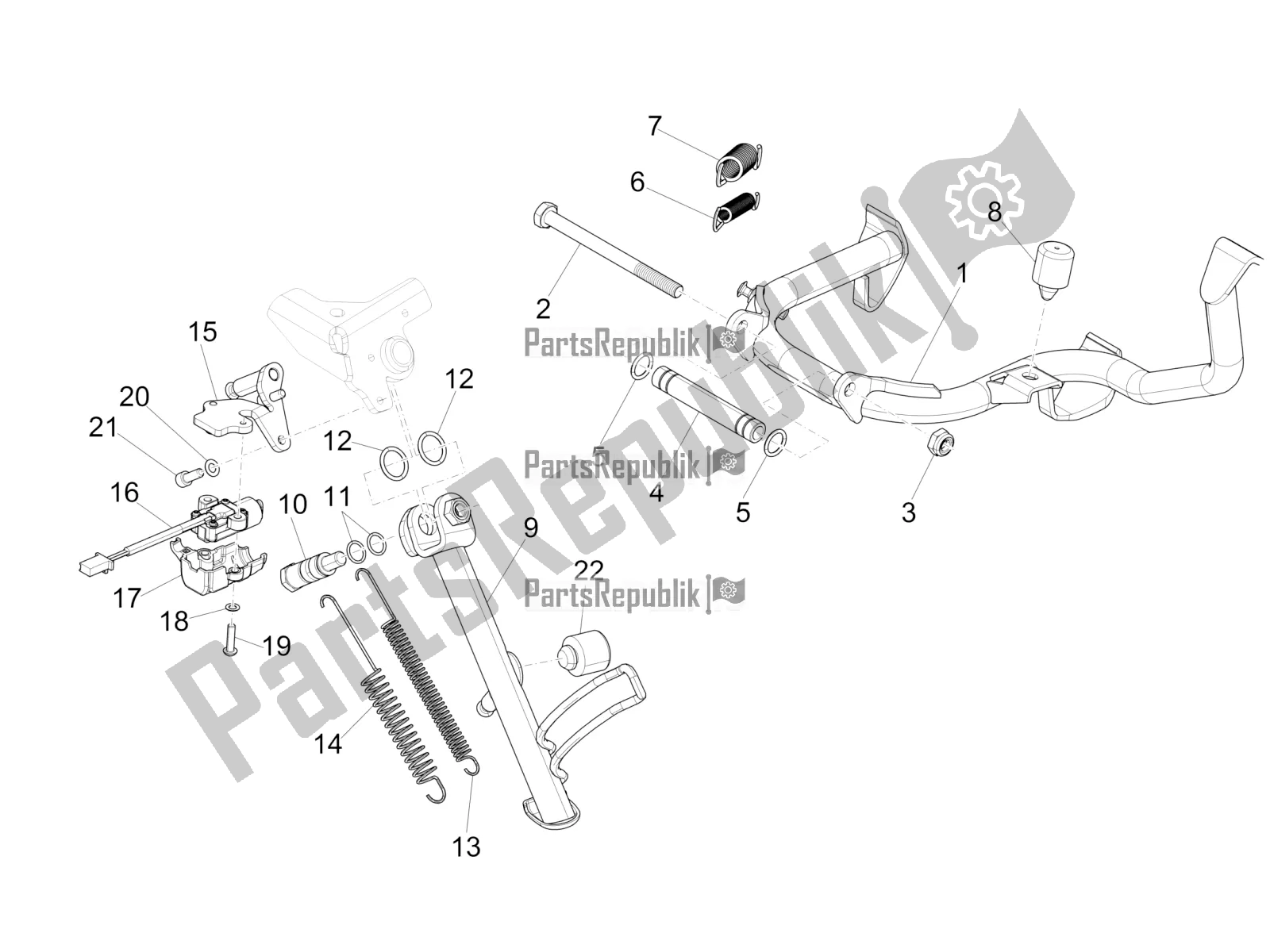 All parts for the Stand/s of the Vespa GTS 300 4V IE ABS USA 2018