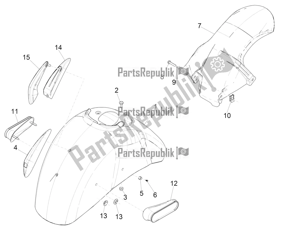 All parts for the Wheel Huosing - Mudguard of the Vespa GTS 300 4V IE ABS USA 2018