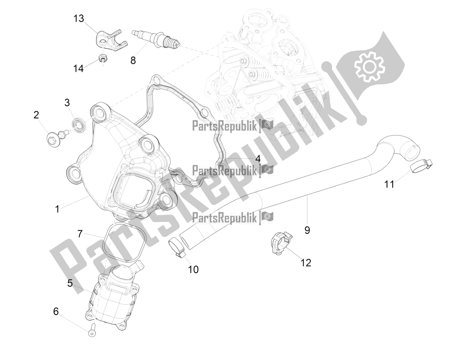 Todas las partes para Cubierta De Tapa De Cilindro de Vespa GTS 300 \ Super 4V IE ABS 2016