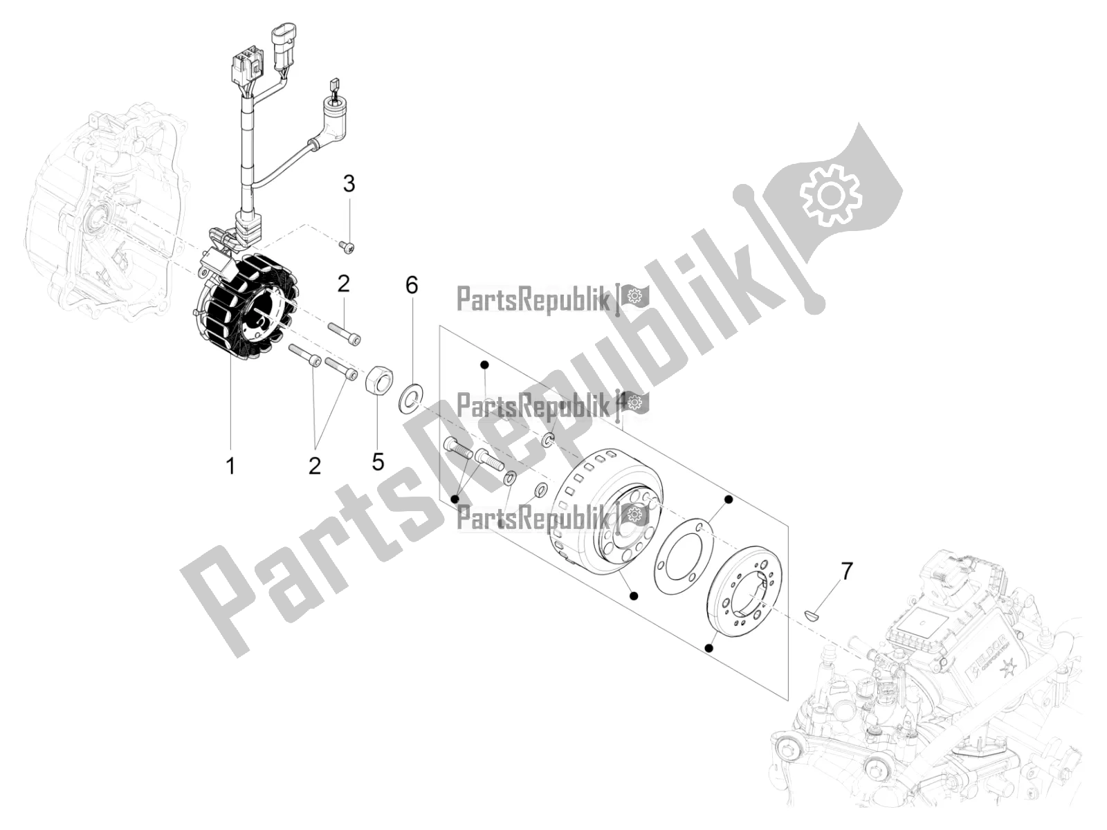 All parts for the Flywheel Magneto of the Vespa GTS 300 \ Super 4V IE ABS 2016