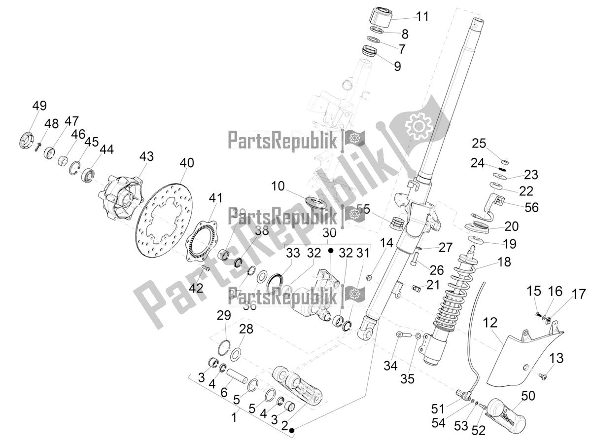 Toutes les pièces pour le Fourche / Tube De Direction - Palier De Direction du Vespa GTS 300 \ Super 4V IE ABS 2016