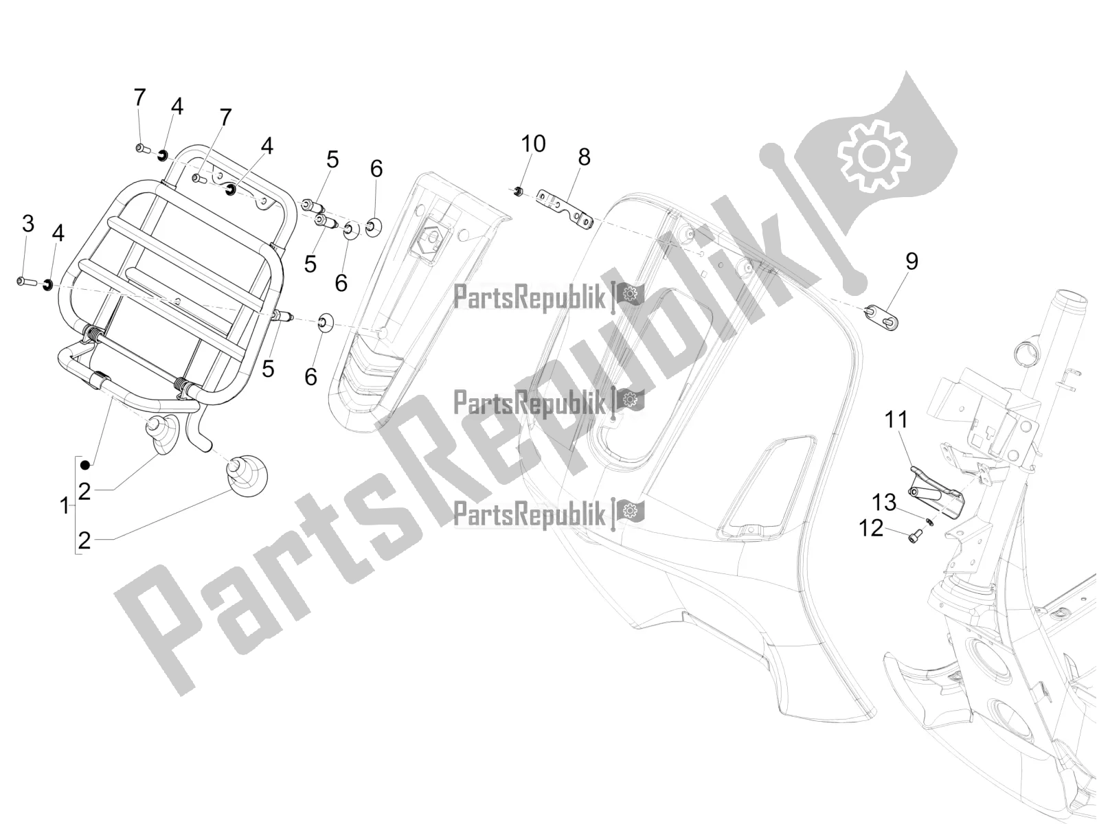 Toutes les pièces pour le Porte-bagages Avant du Vespa GTS 300 \ Super 4V IE ABS 2016