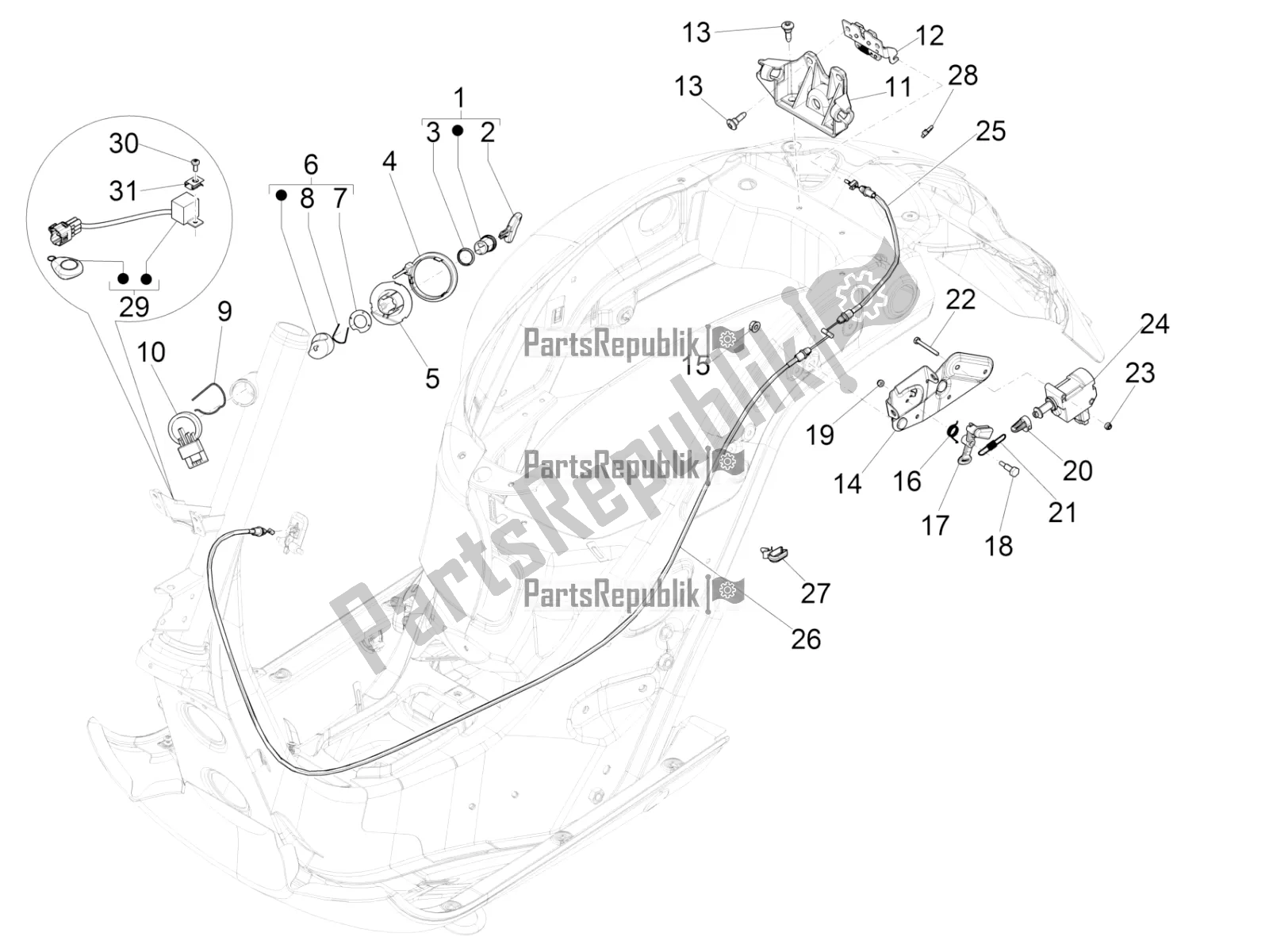 All parts for the Locks of the Vespa GTS 300 \ Super 4V IE ABS 2016