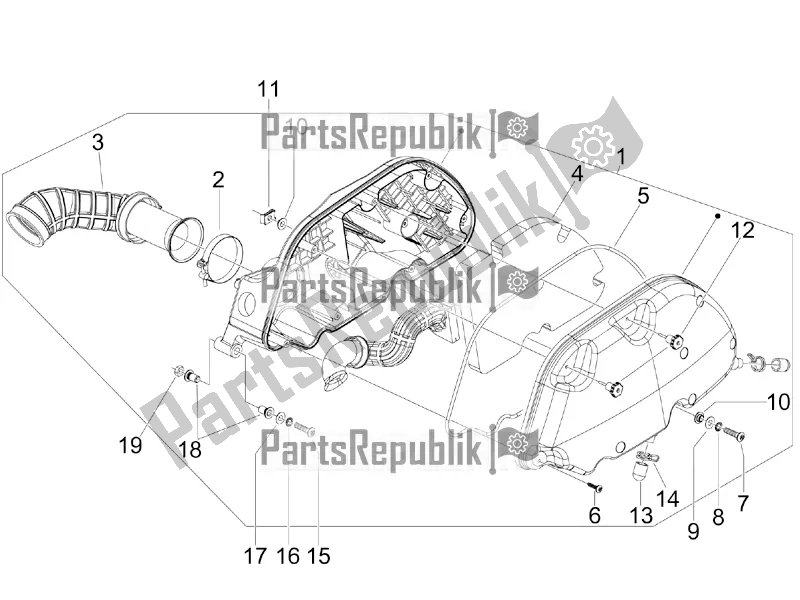 Alle onderdelen voor de Luchtfilter van de Vespa GTS 300 \ Super 4V IE ABS 2017