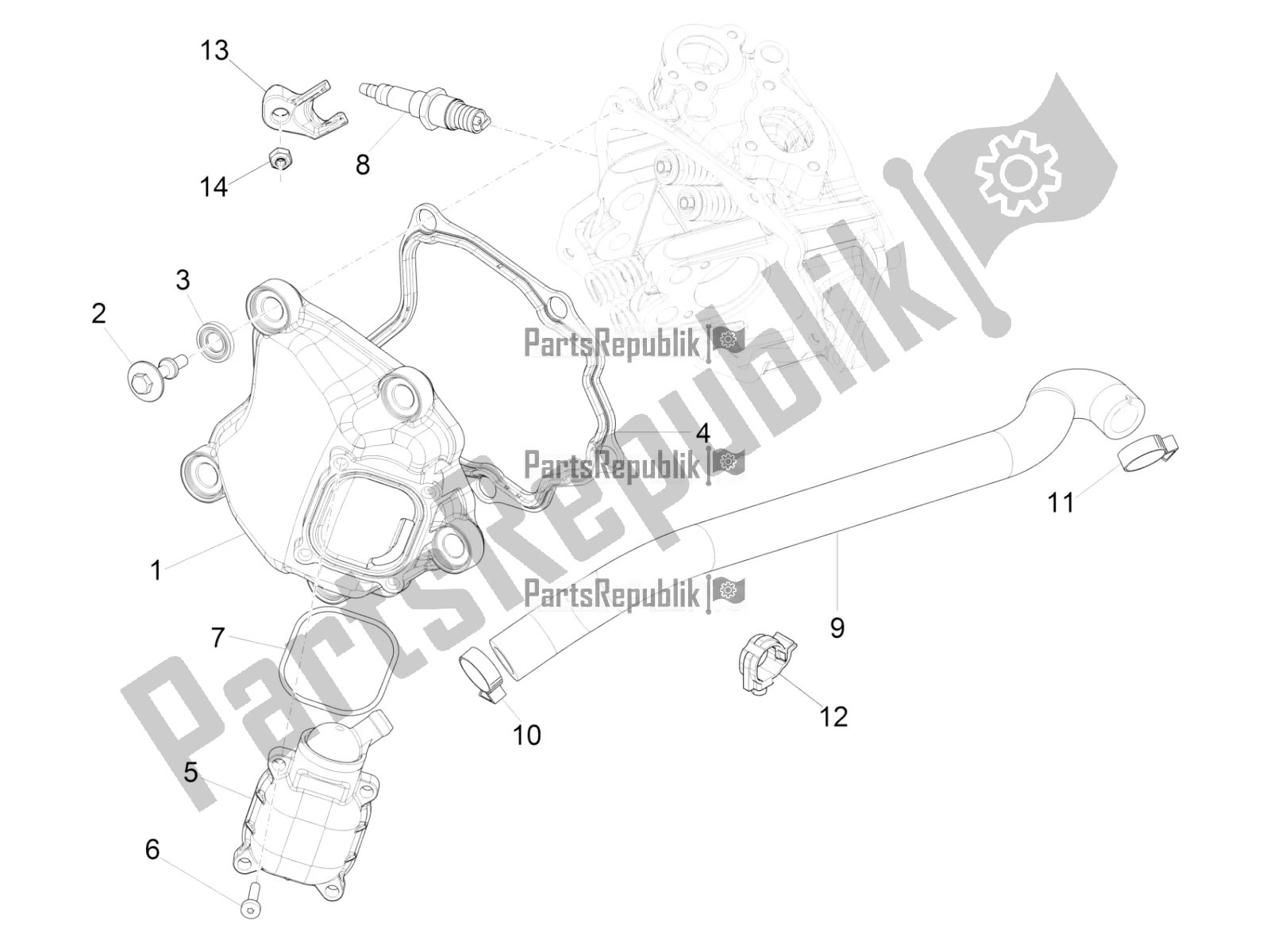 Todas las partes para Cubierta De Tapa De Cilindro de Vespa GTS 300 \ Super 4V IE ABS 2017