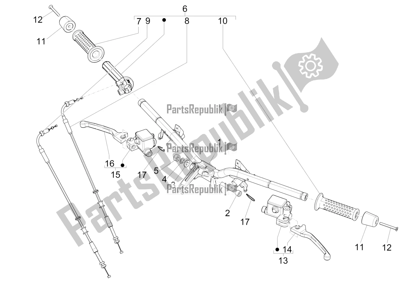 Toutes les pièces pour le Guidon - Master Cil. Du Vespa GTS 300 \ Super 4V IE ABS 2017