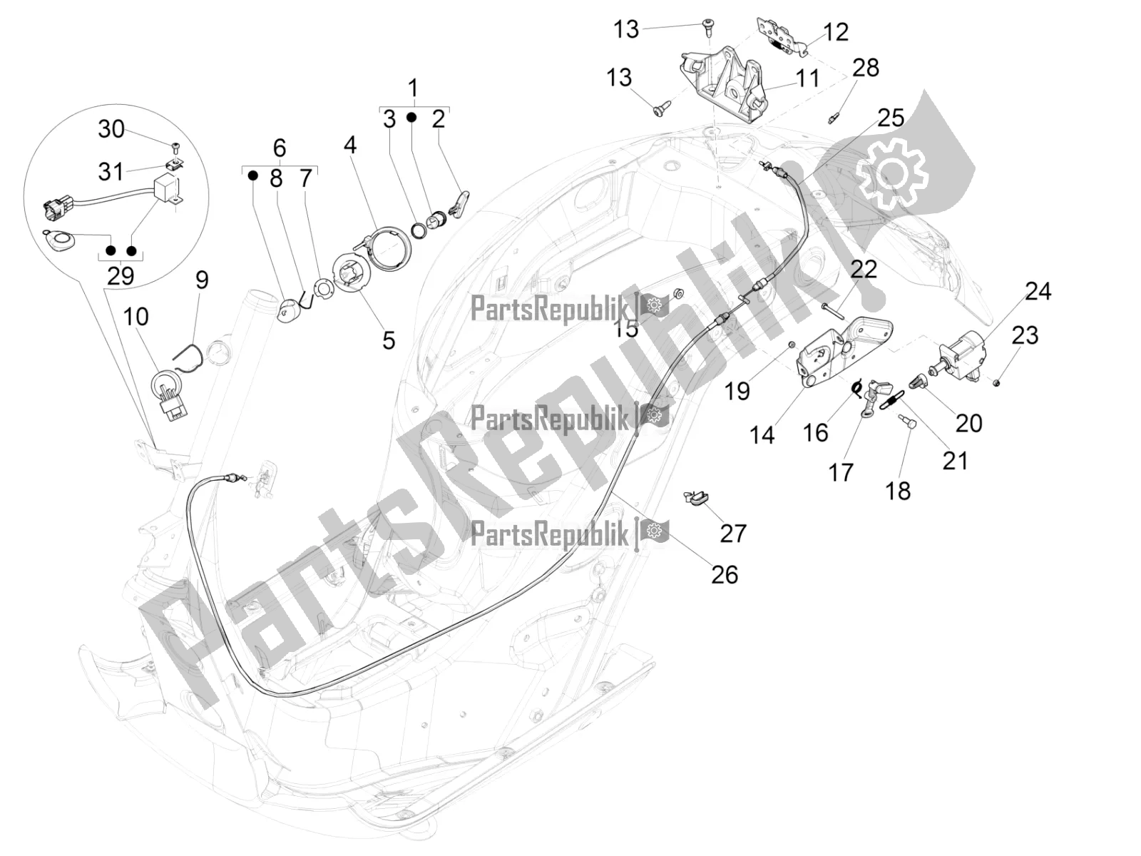 Tutte le parti per il Serrature del Vespa GTS 300 \ Super 4V IE ABS 2017