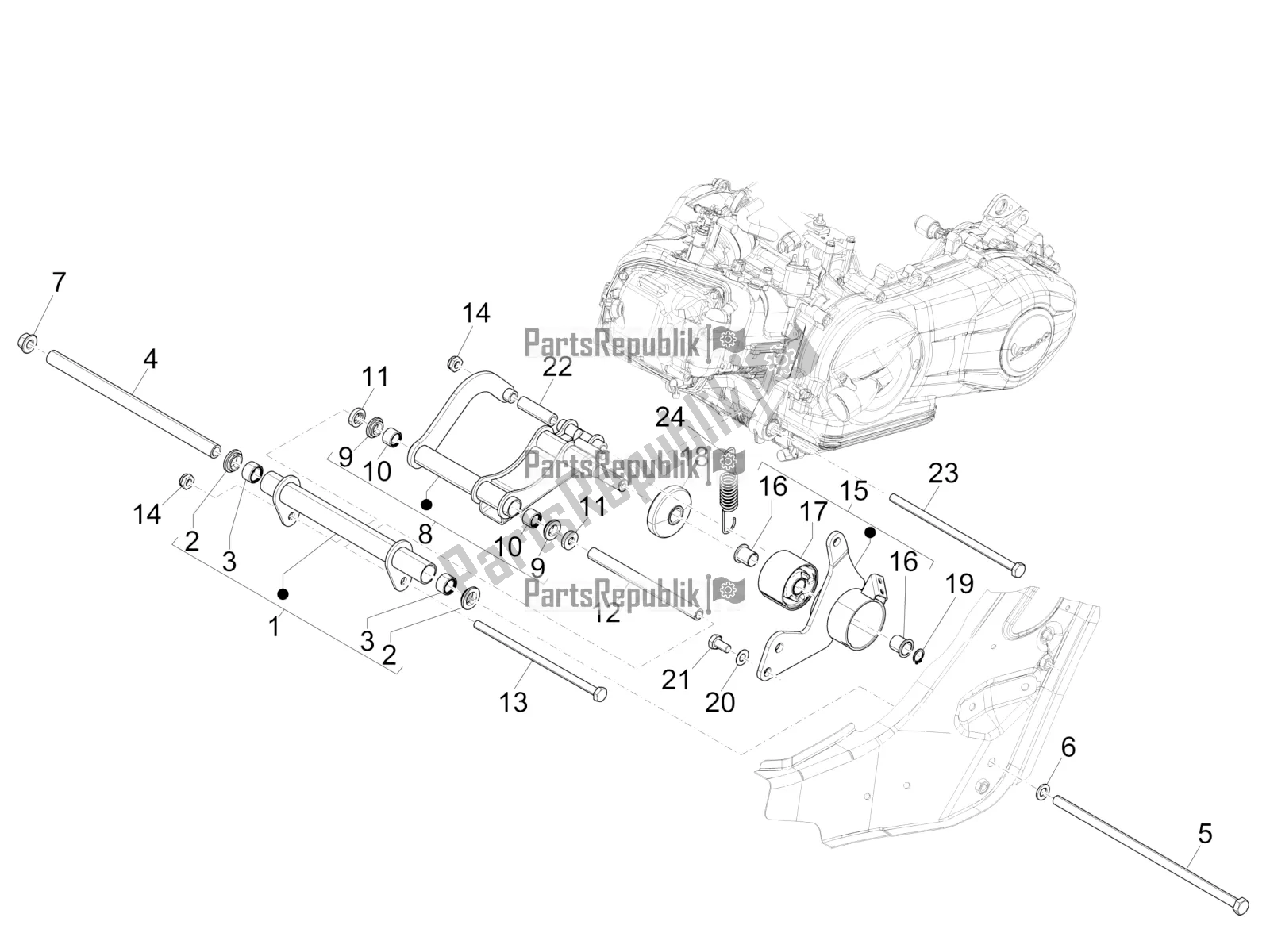 Tutte le parti per il Braccio Oscillante del Vespa GTS 300 \ Super 4V IE ABS 2017