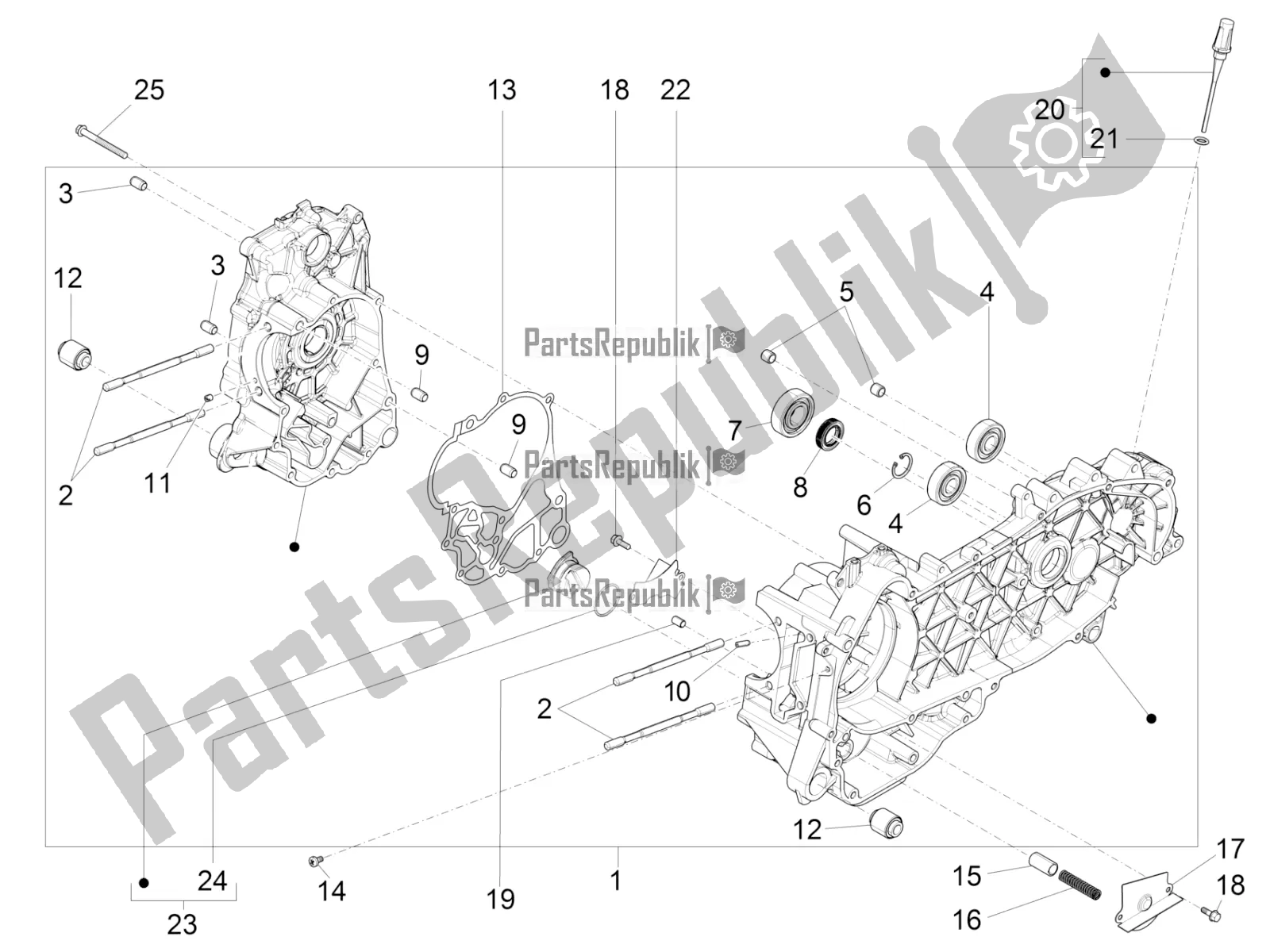 Toutes les pièces pour le Carter du Vespa GTS 300 \ Super 4V IE ABS 2018