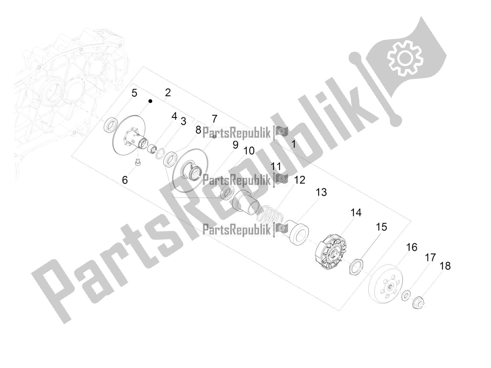 Toutes les pièces pour le Poulie Menée du Vespa GTS 300 \ Super 4V IE ABS 2018