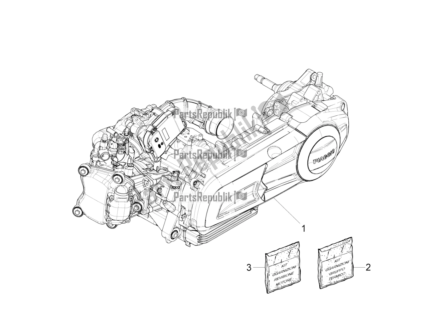 Toutes les pièces pour le Moteur, Assemblage du Vespa GTS 300 \ Super 4V IE ABS 2018