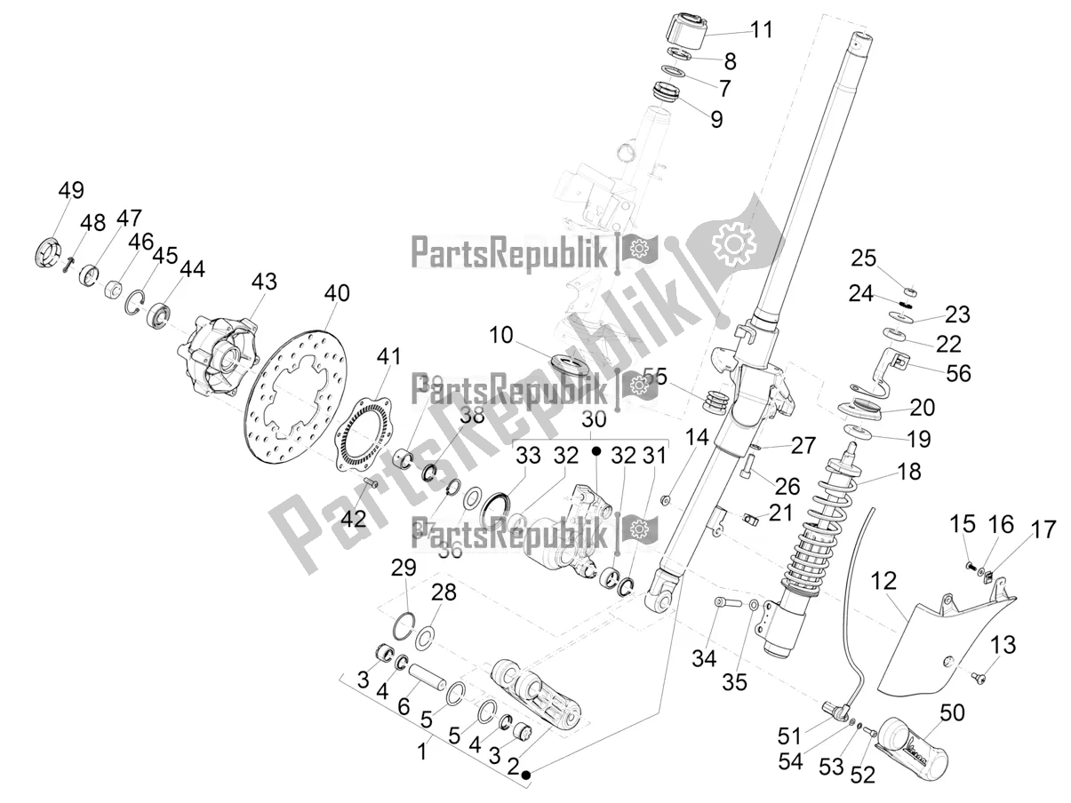 Toutes les pièces pour le Fourche / Tube De Direction - Palier De Direction du Vespa GTS 300 \ Super 4V IE ABS 2018