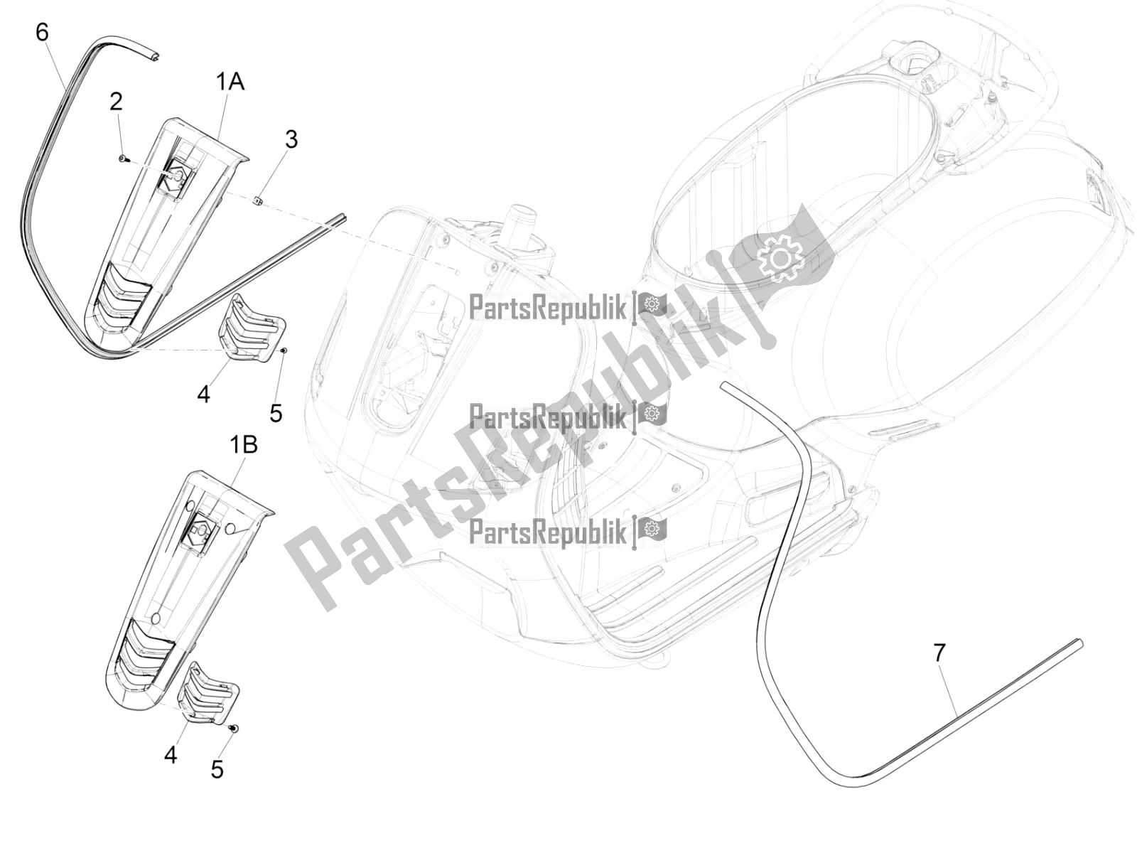 Toutes les pièces pour le Bouclier Avant du Vespa GTS 300 \ Super 4V IE ABS 2018