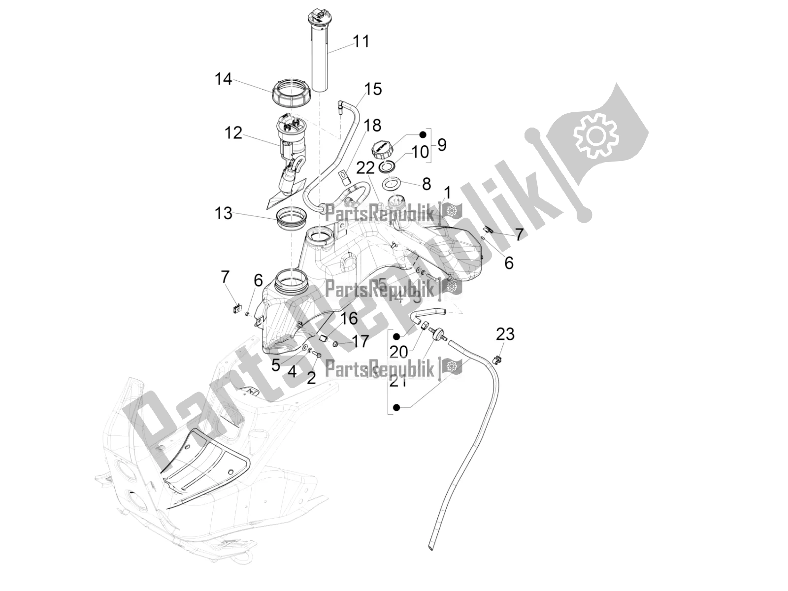 Toutes les pièces pour le Réservoir D'essence du Vespa GTS 300 \ Super 4V IE ABS 2018