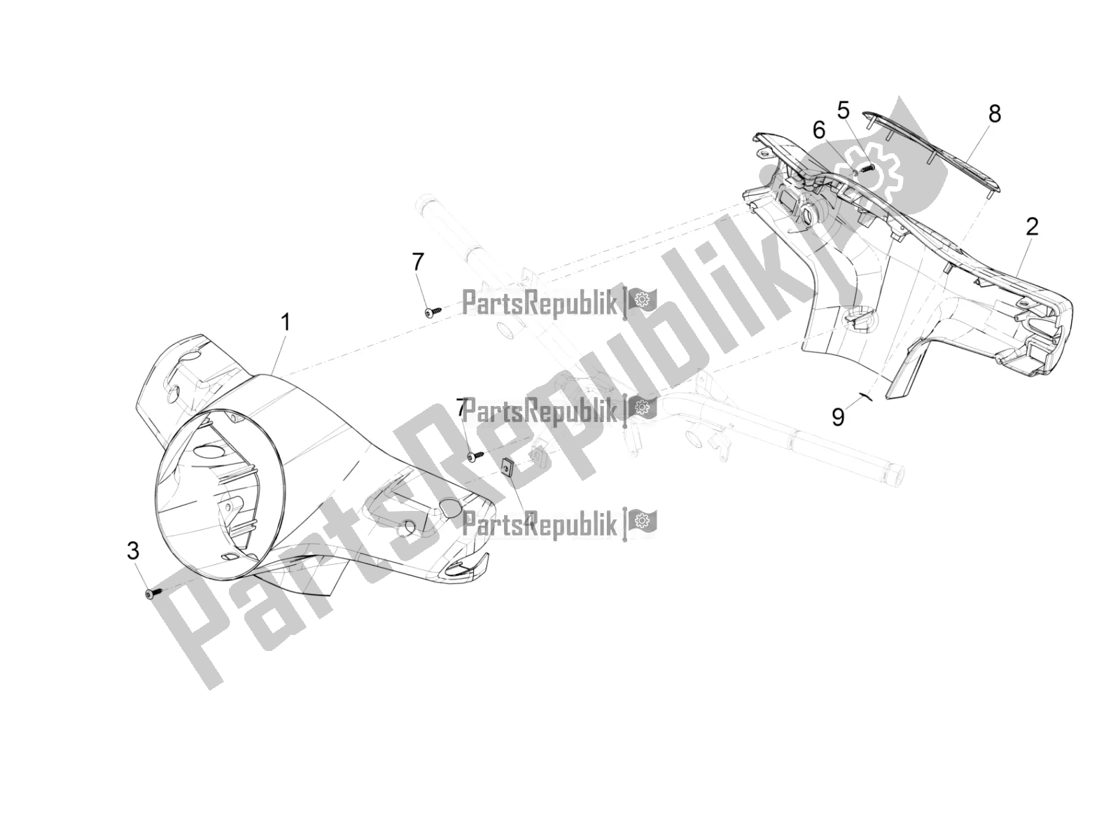 All parts for the Handlebars Coverages of the Vespa GTS 300 \ Super 4V IE ABS 2018