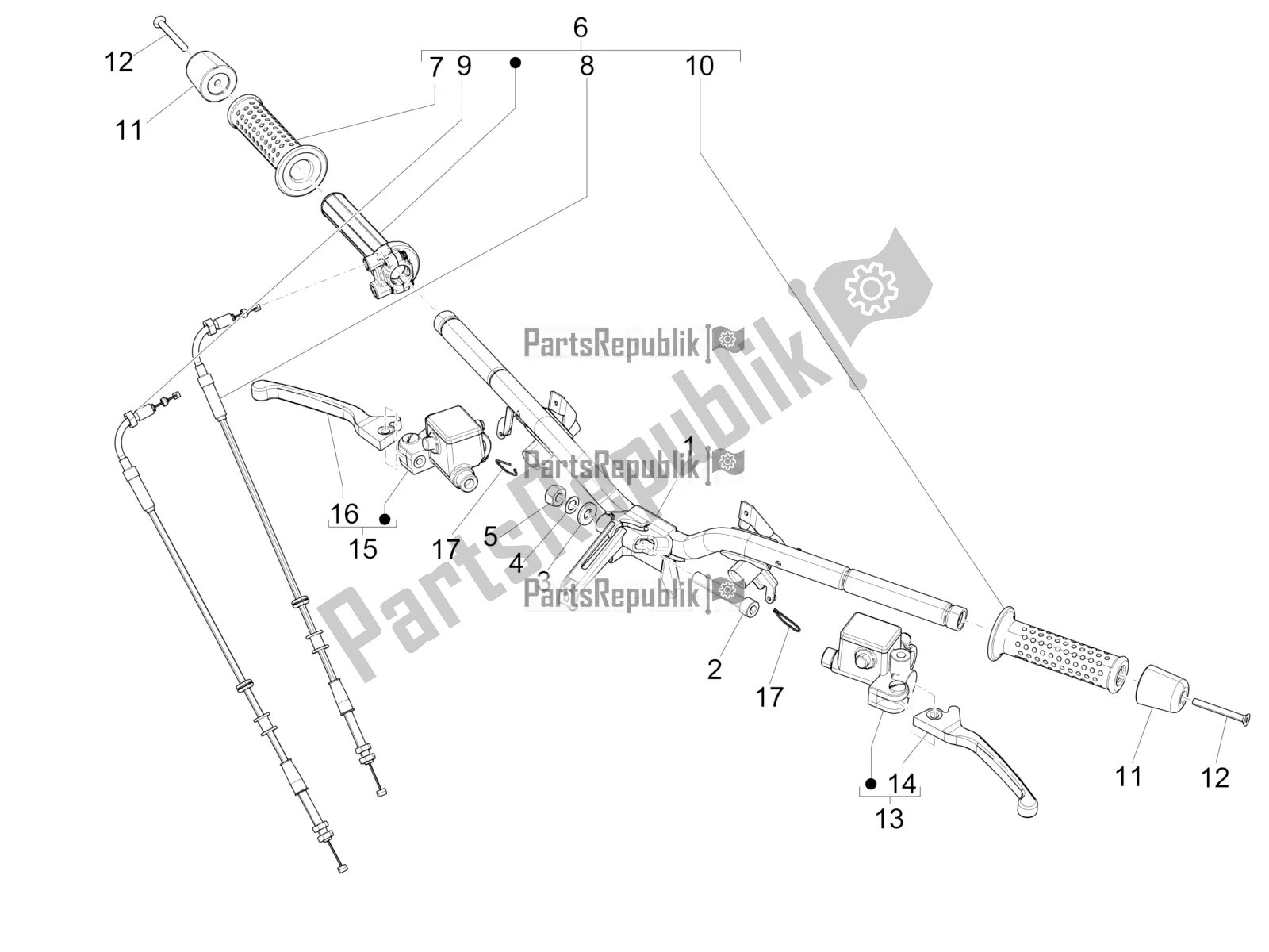 Toutes les pièces pour le Guidon - Master Cil. Du Vespa GTS 300 \ Super 4V IE ABS 2018