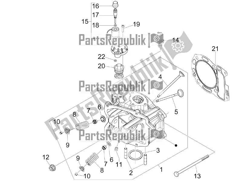 Toutes les pièces pour le Unité De Tête - Valve du Vespa GTS 300 \ Super 4V IE ABS 2018